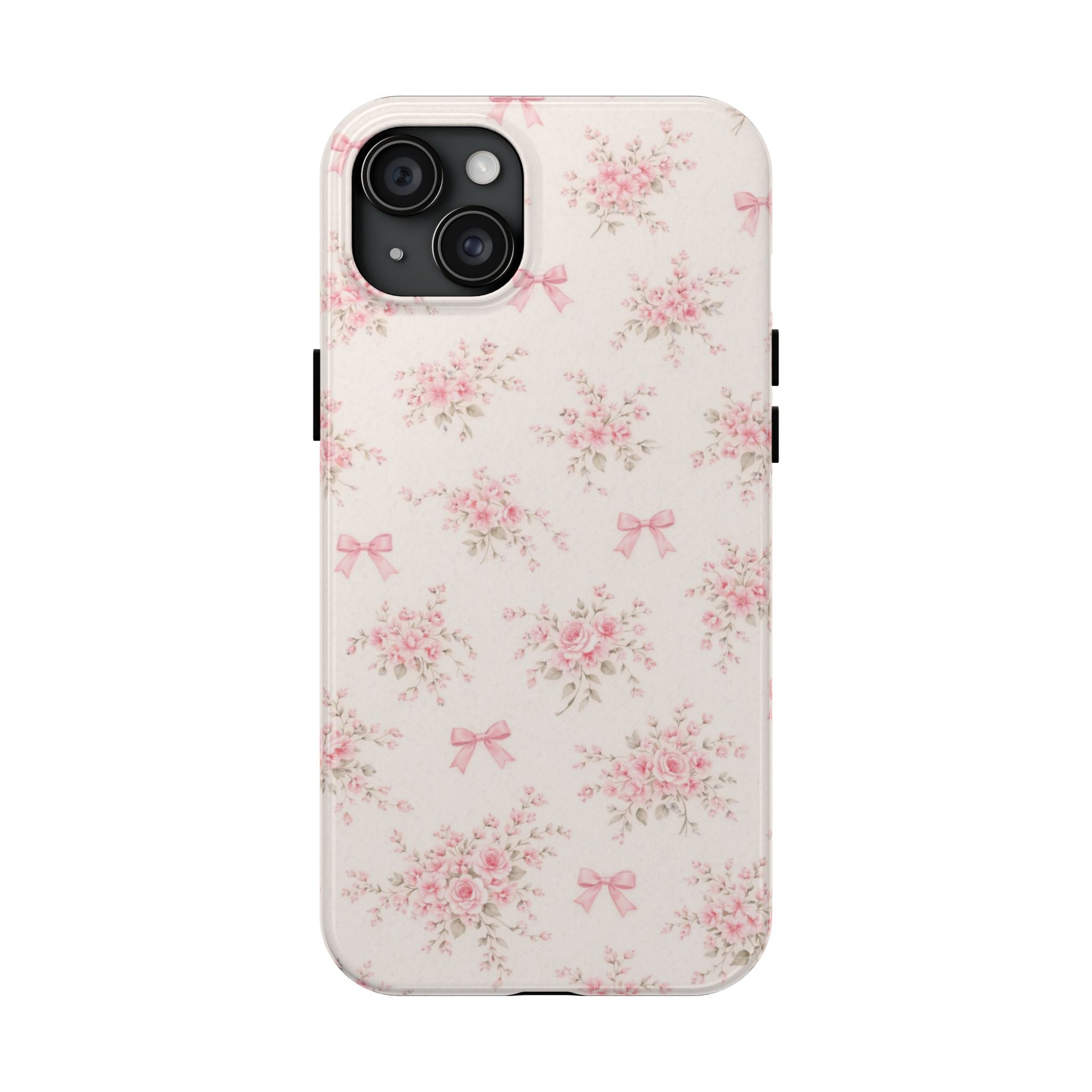 Pink Floral Bouquet iPhone Case | Vintage Roses, Bows, Pastel Pattern