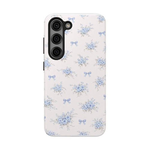 Blue Cottage  Floral Pattern Tough   Samsung Galaxy Phone Case | Vintage Bow Bouquet