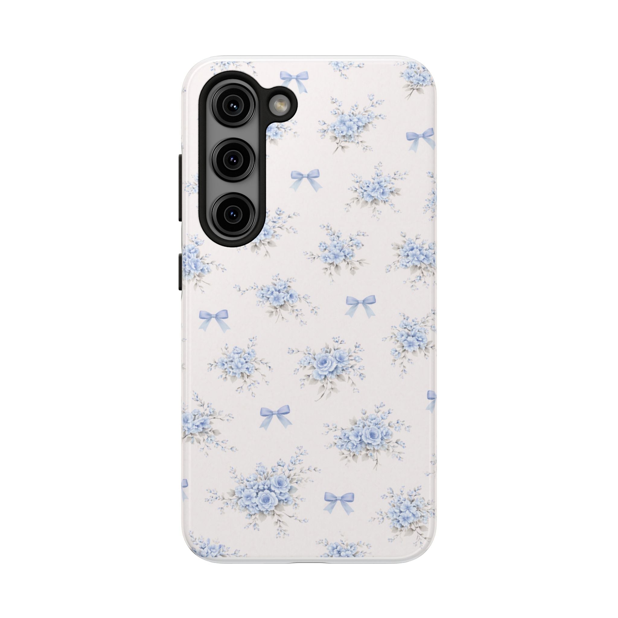 Blue Floral Bows Tough Phone Case  Samsung Galaxy| Vintage Bouquet Pattern