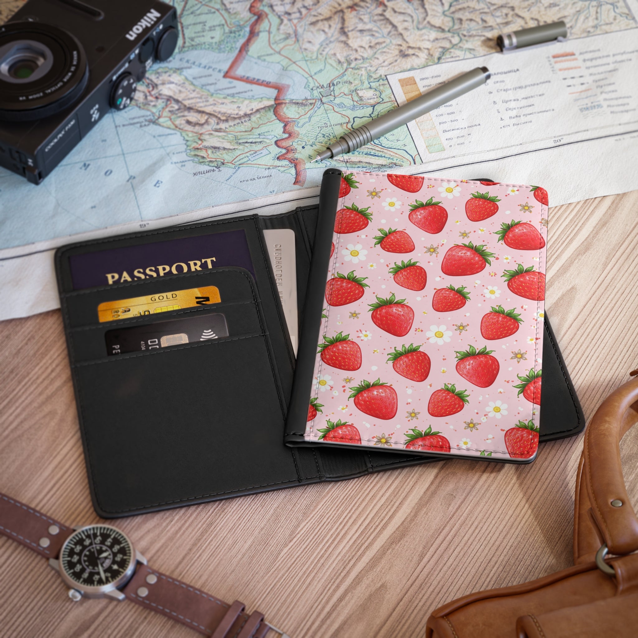 Strawberry Bloom Passport Cover