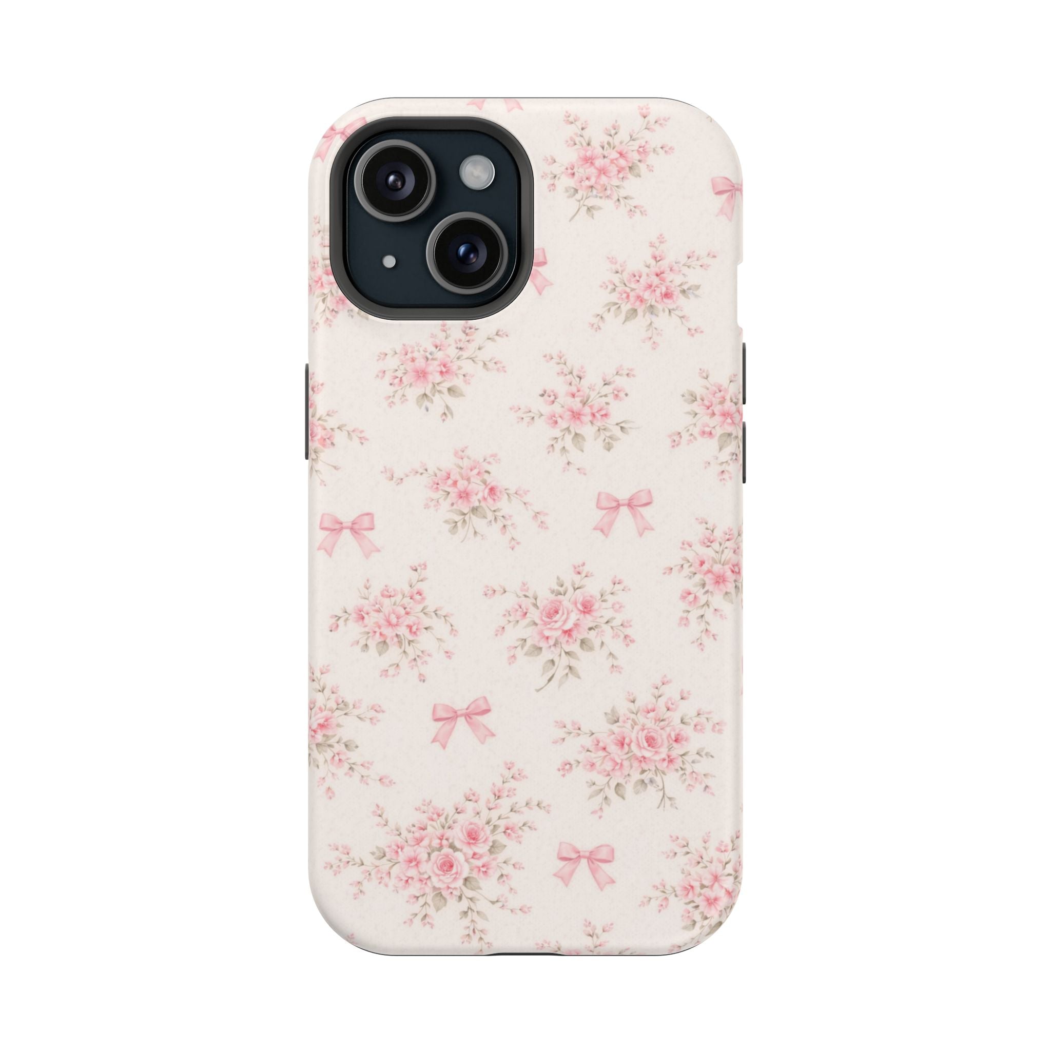 Pink Floral Bow Pattern Cases | Magnetic Impact-Resistant iPhone Case