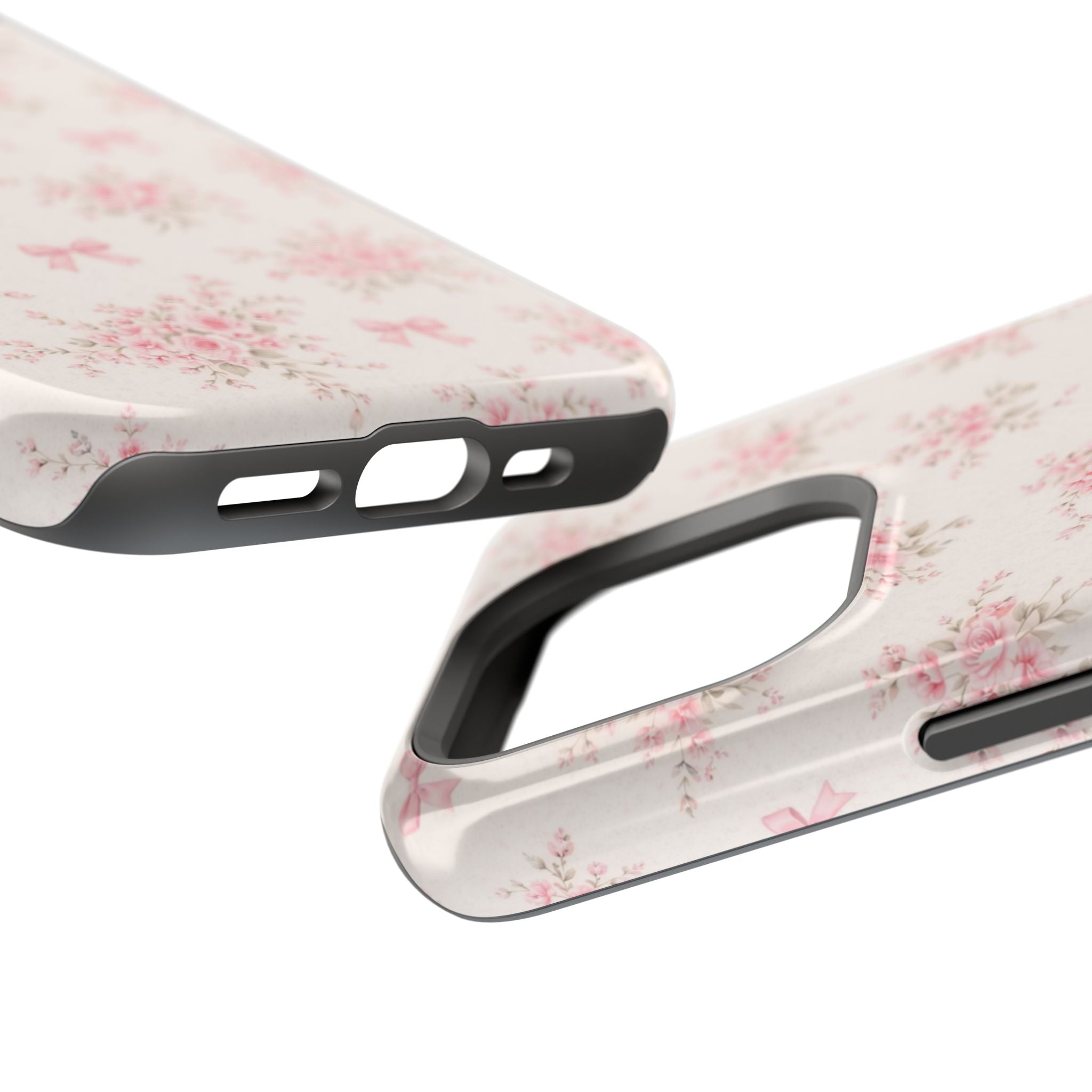 Pink Floral Bow Pattern Cases | Magnetic Impact-Resistant iPhone Case