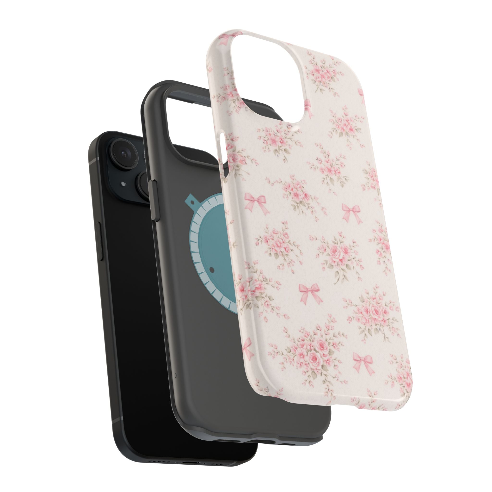 Pink Floral Bow Pattern Cases | Magnetic Impact-Resistant iPhone Case