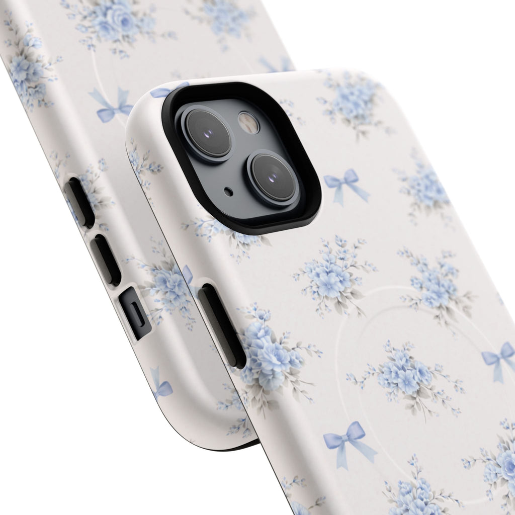Blue Floral Bow iPhone Case – MagSafe Compatible