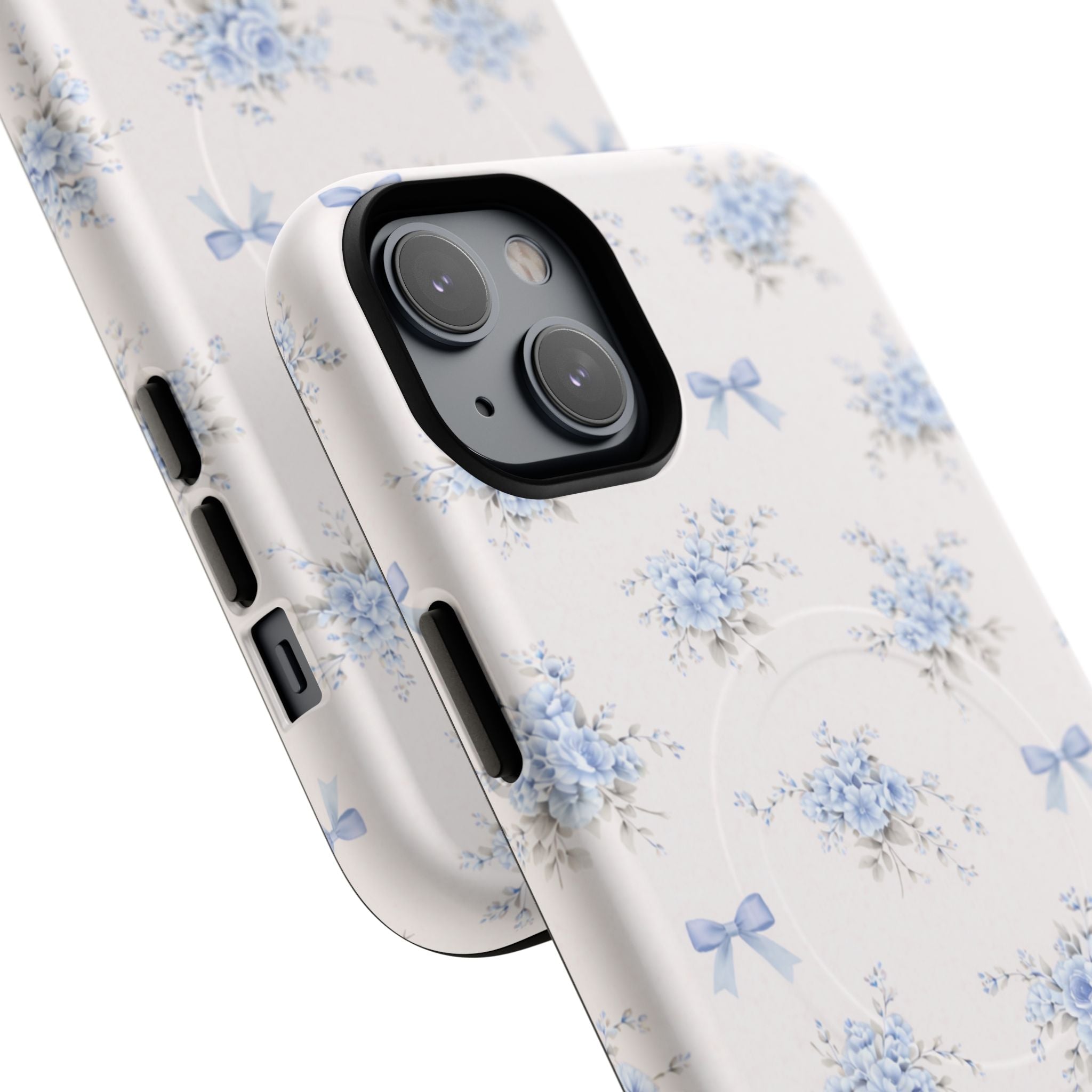 Blue Floral Bow iPhone Case – MagSafe Compatible