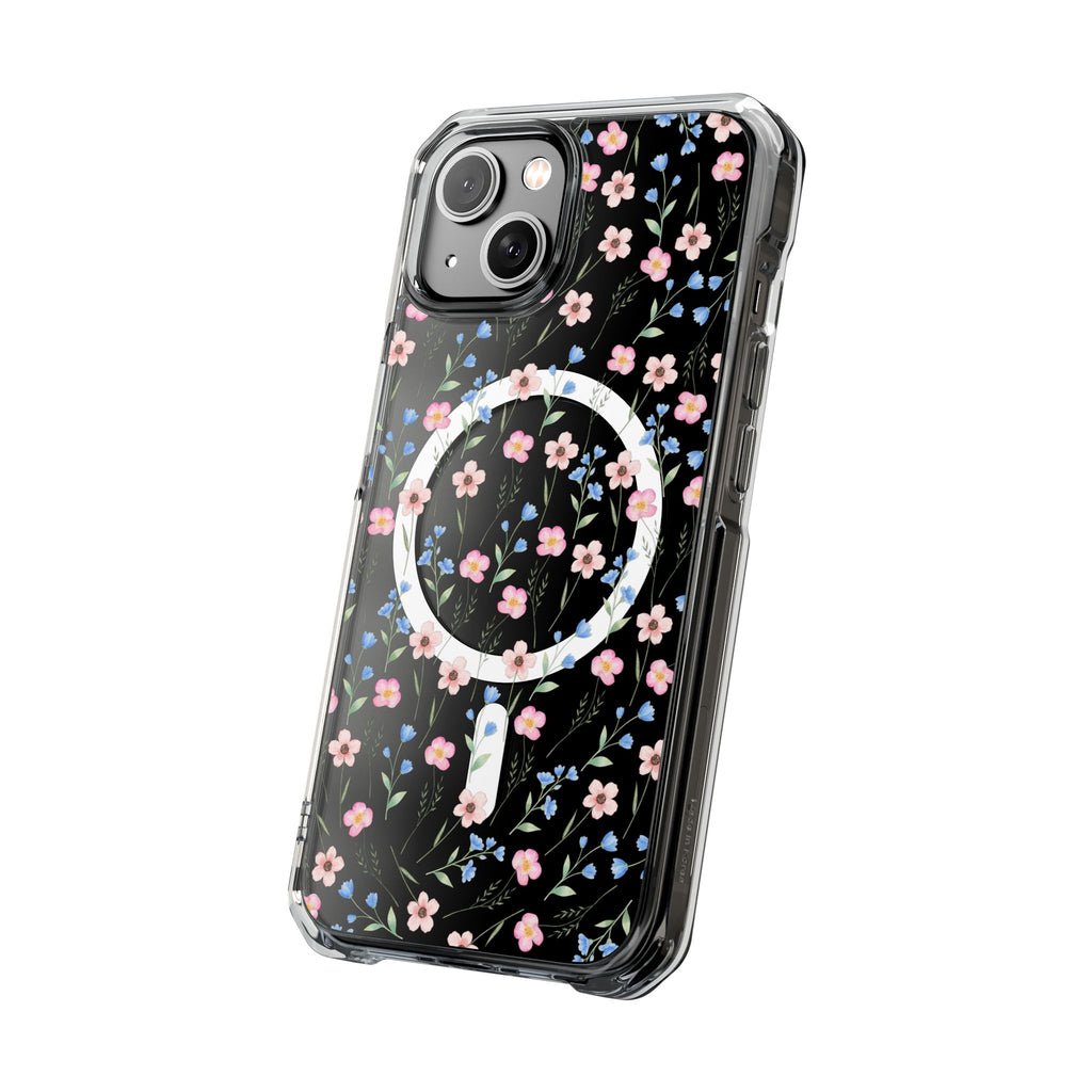 MagSafe Clear Phone Case — Pink Floral Pattern
