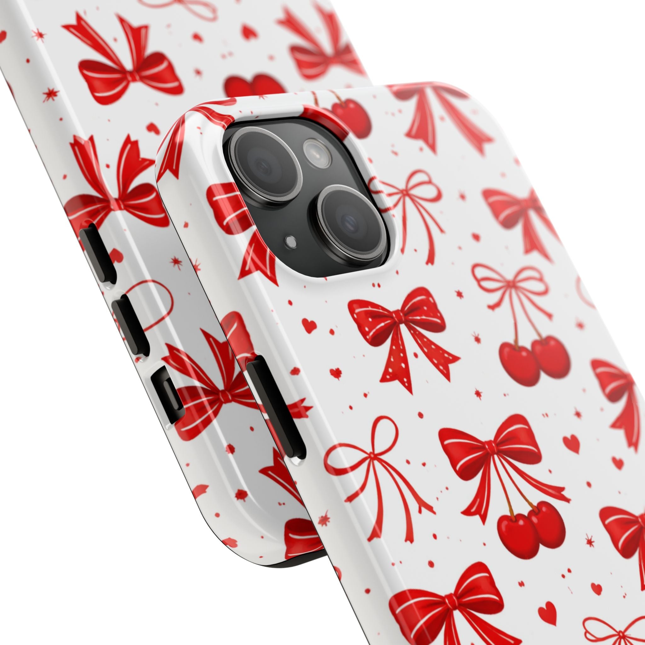 Red Cherry Bows Tough Phone Case, Cherry Pattern Phone Case