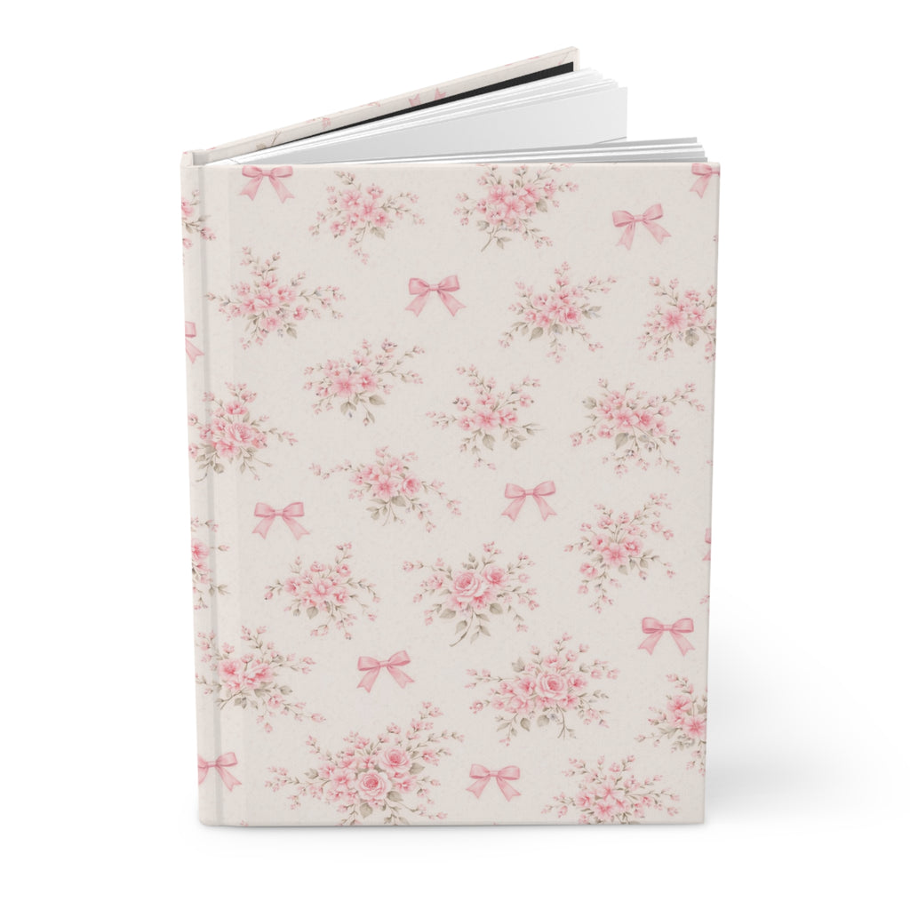 Pink Floral Rose Bows Journal | Hardcover Notebook