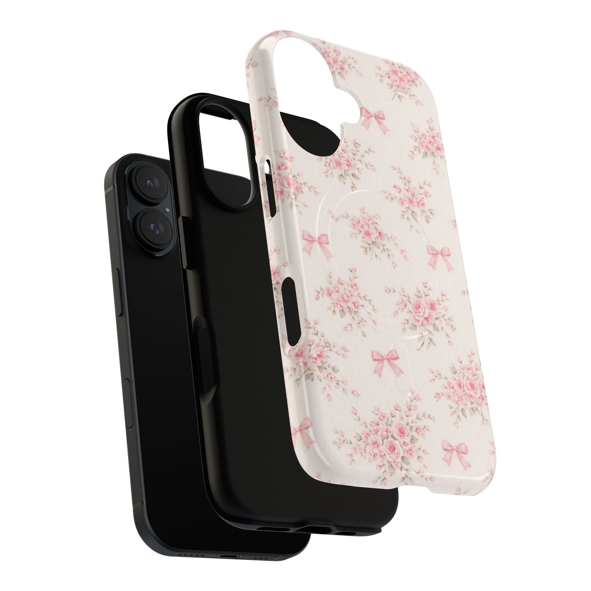 Floral Pink Bow iPhone Case – MagSafe Compatible