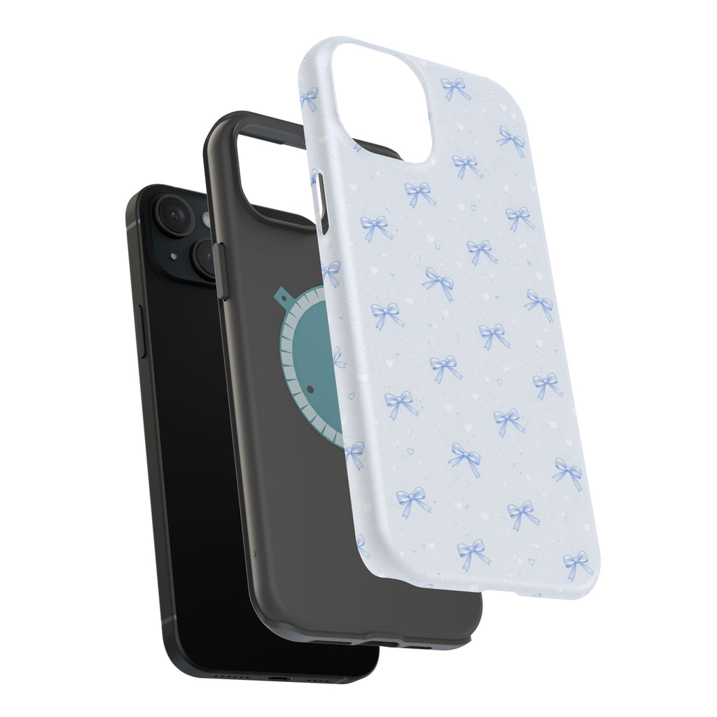 Blue Bow Pattern iPhone Case | Magnetic Impact-Resistant Case