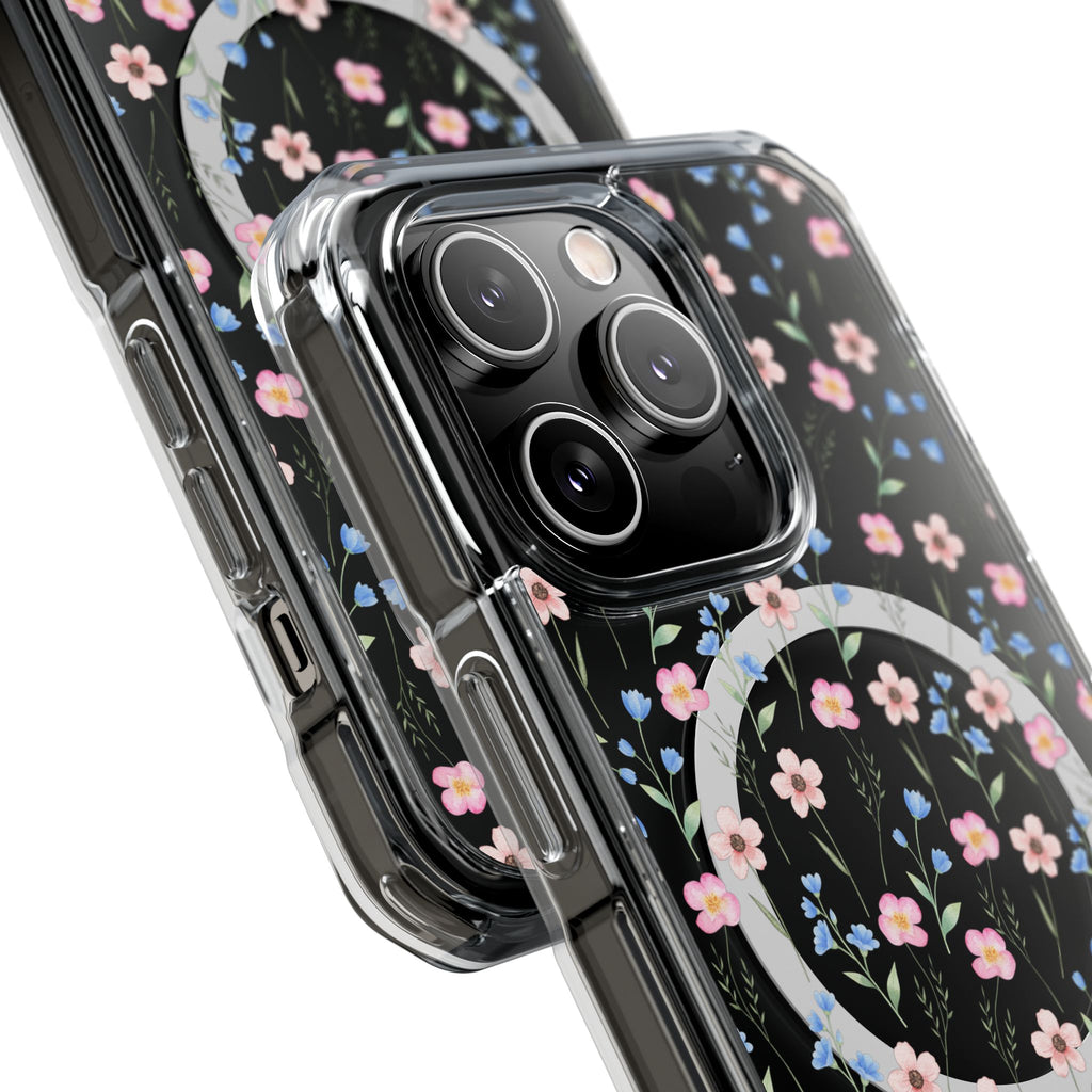MagSafe Clear Phone Case — Pink Floral Pattern