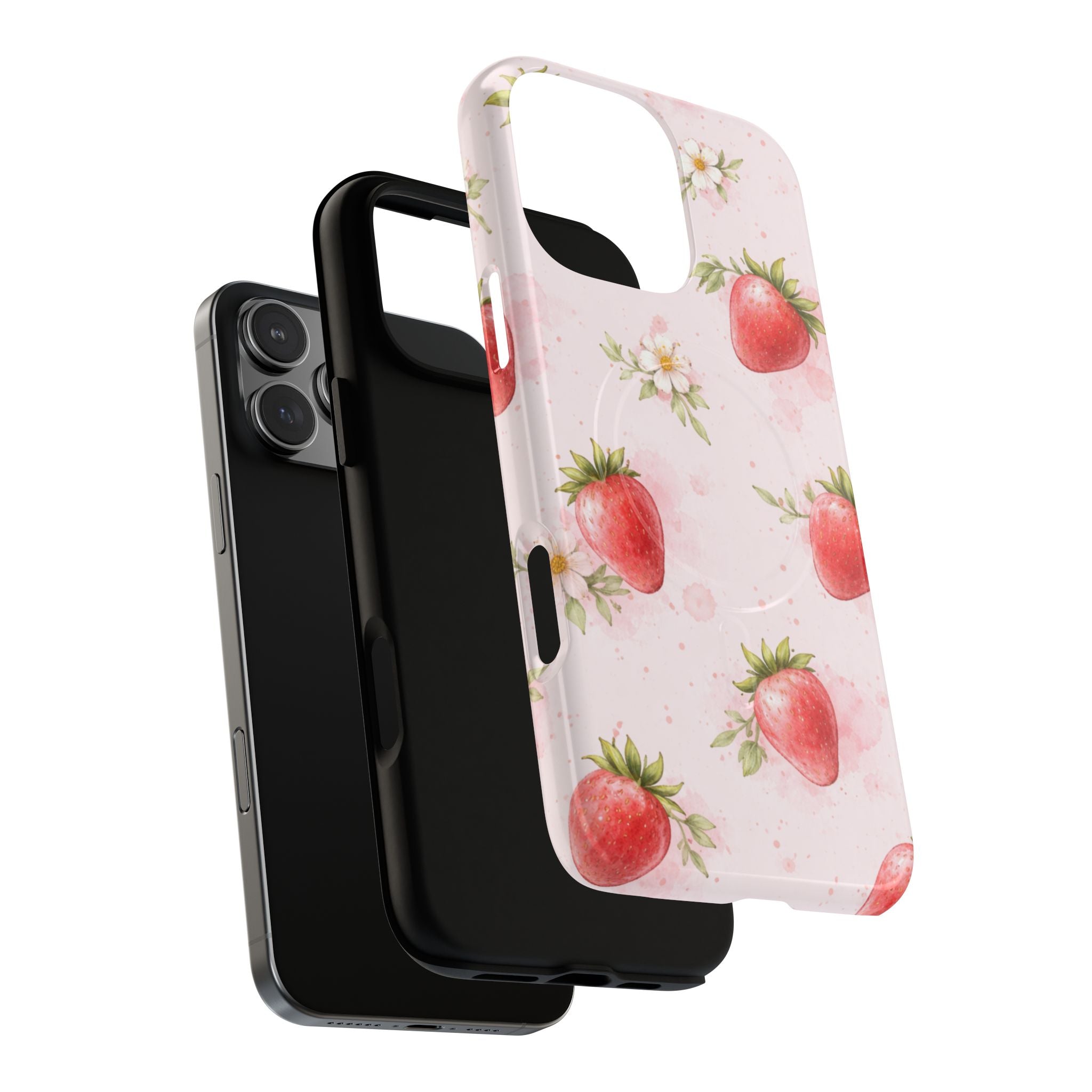 Strawberry Blossom iPhone Case – MagSafe Compatible