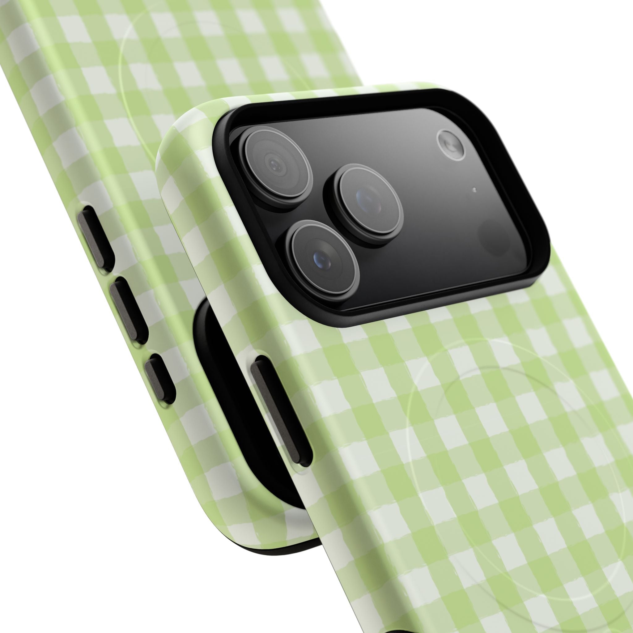 Green Gingham iPhone Case – MagSafe Compatible