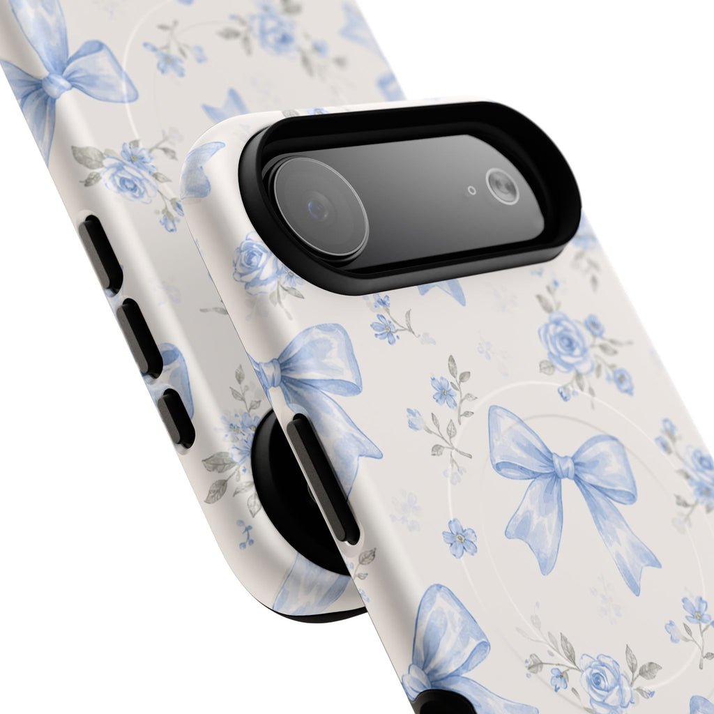 Floral Blue Bow iPhone Case – MagSafe Compatible