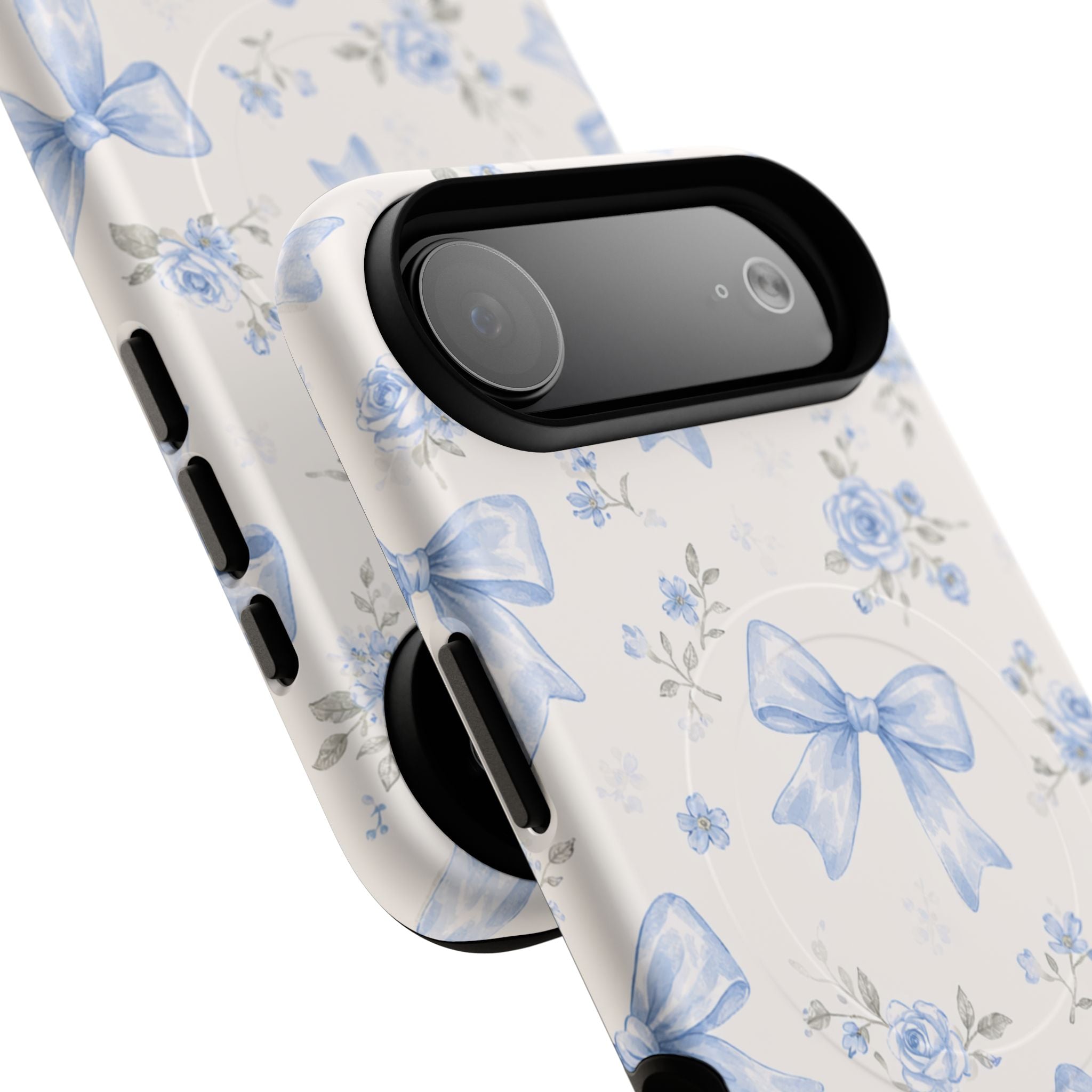 Floral Blue Bow iPhone Case – MagSafe Compatible
