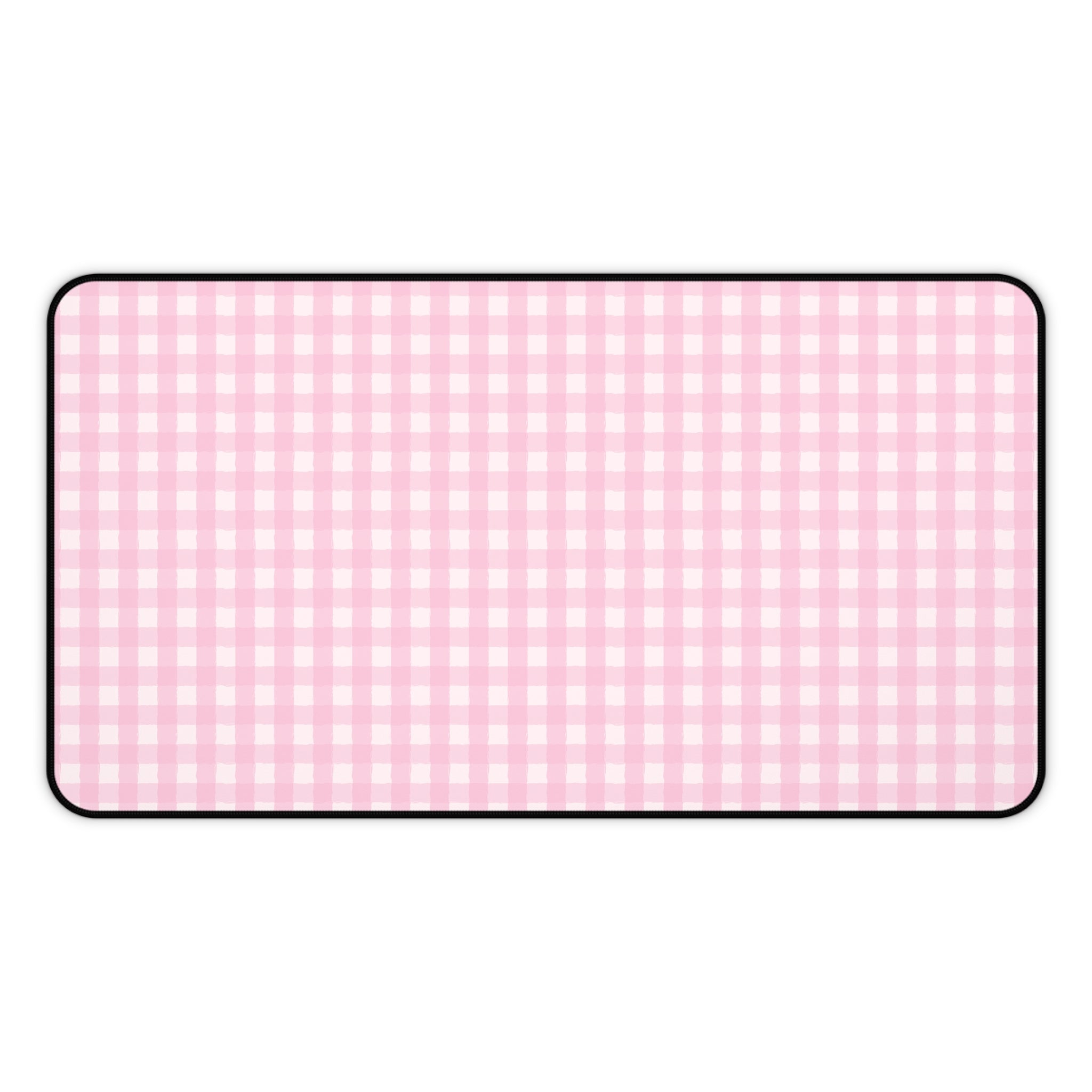 Pink Gingham Desk Mat – Cute Pastel Mousepad for Home Office & Study