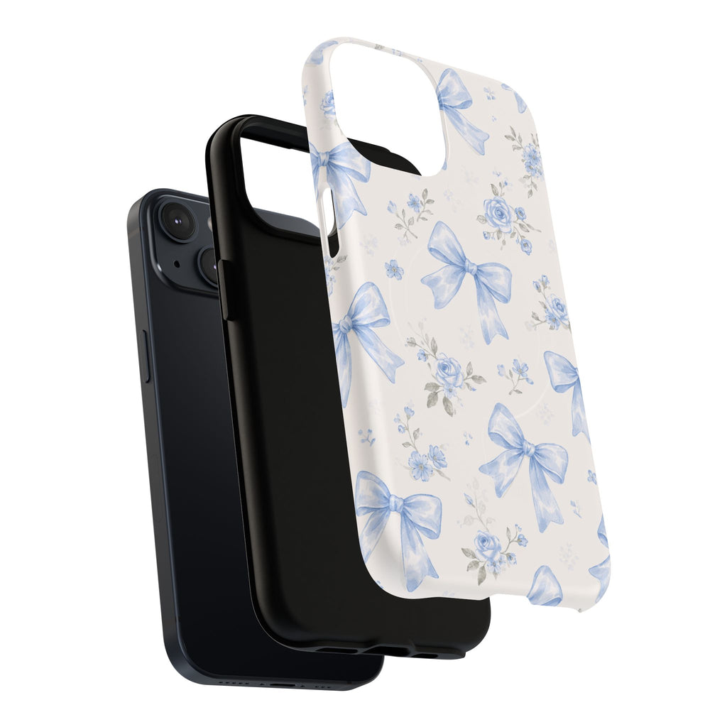 Floral Blue Bow iPhone Case – MagSafe Compatible