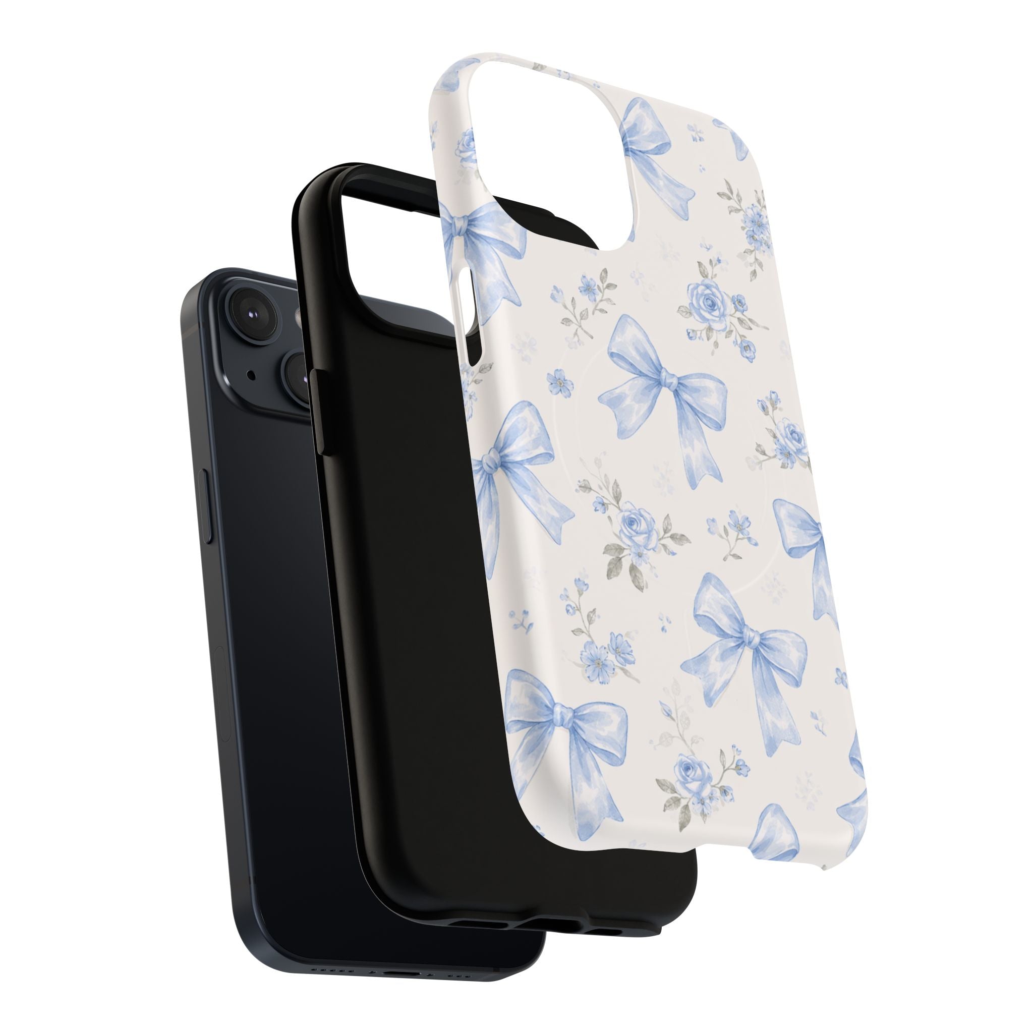 Floral Blue Bow iPhone Case – MagSafe Compatible