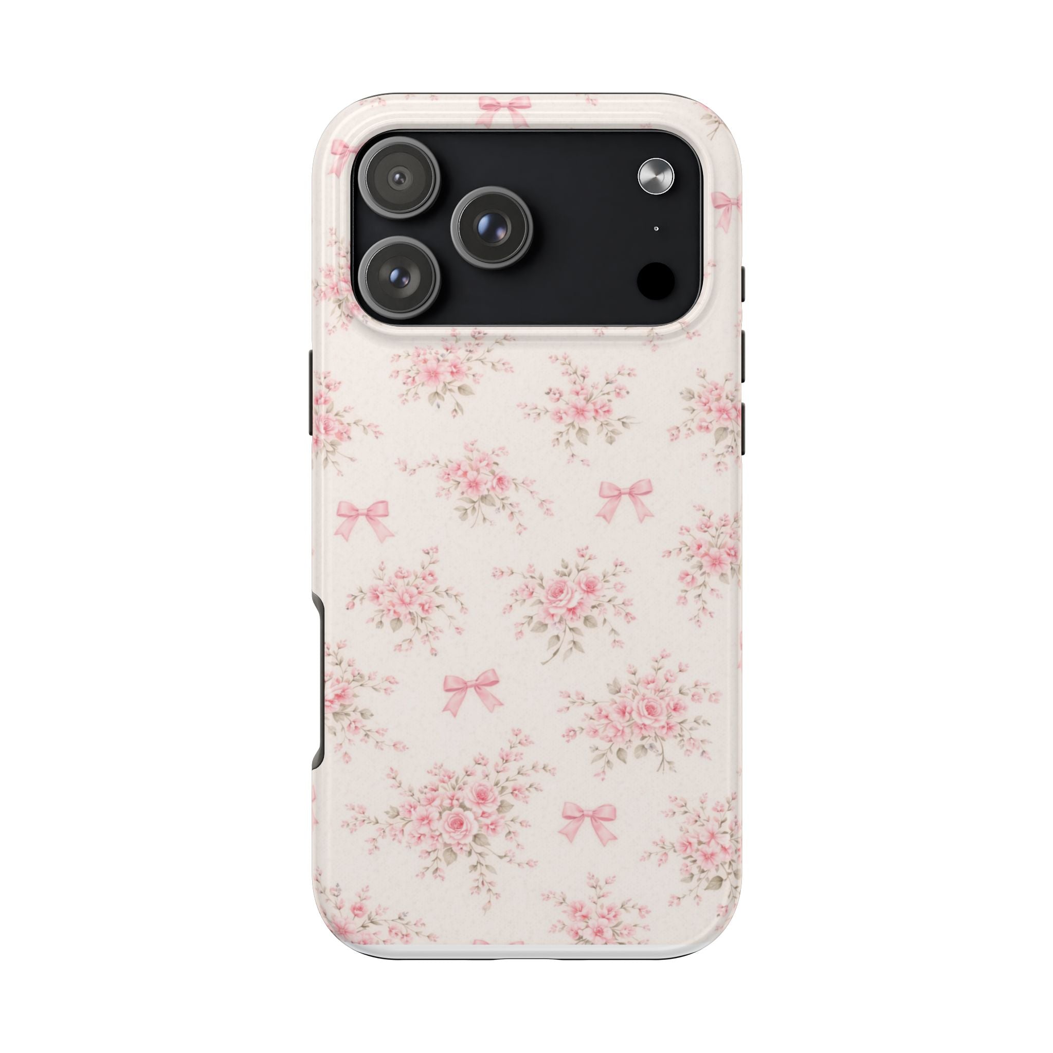 Pink Floral Bouquet iPhone Case | Vintage Roses, Bows, Pastel Pattern