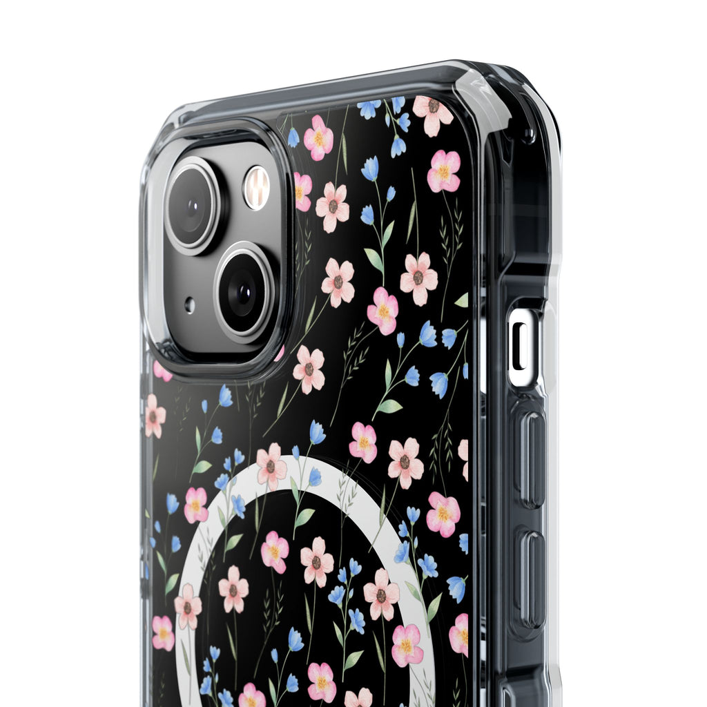 MagSafe Clear Phone Case — Pink Floral Pattern