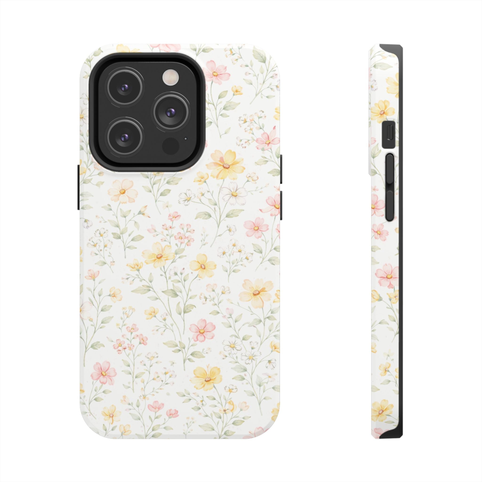 Delicate Pastel Wildflowers Tough Phone Case, Floral Botanical Pattern