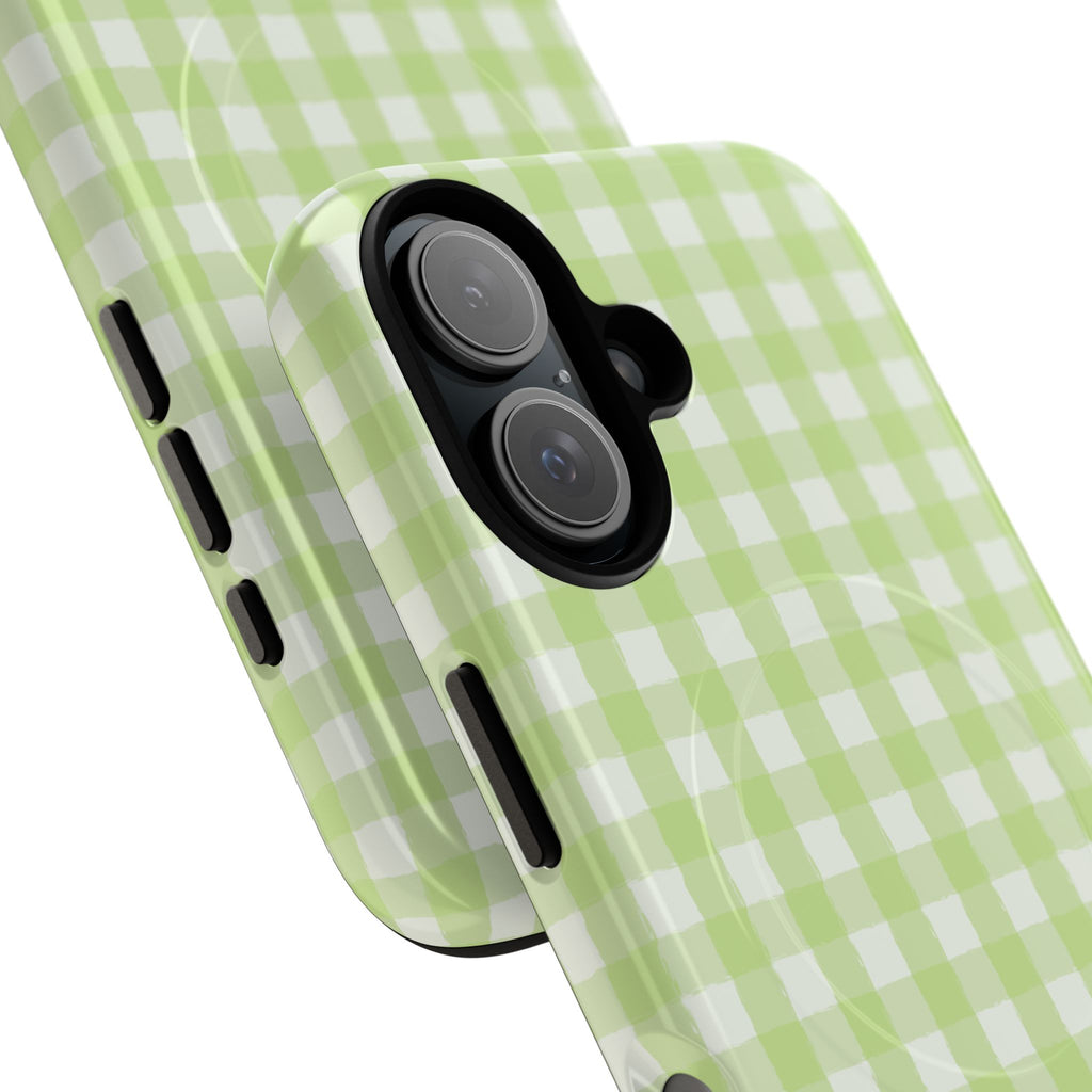 Green Gingham iPhone Case – MagSafe Compatible