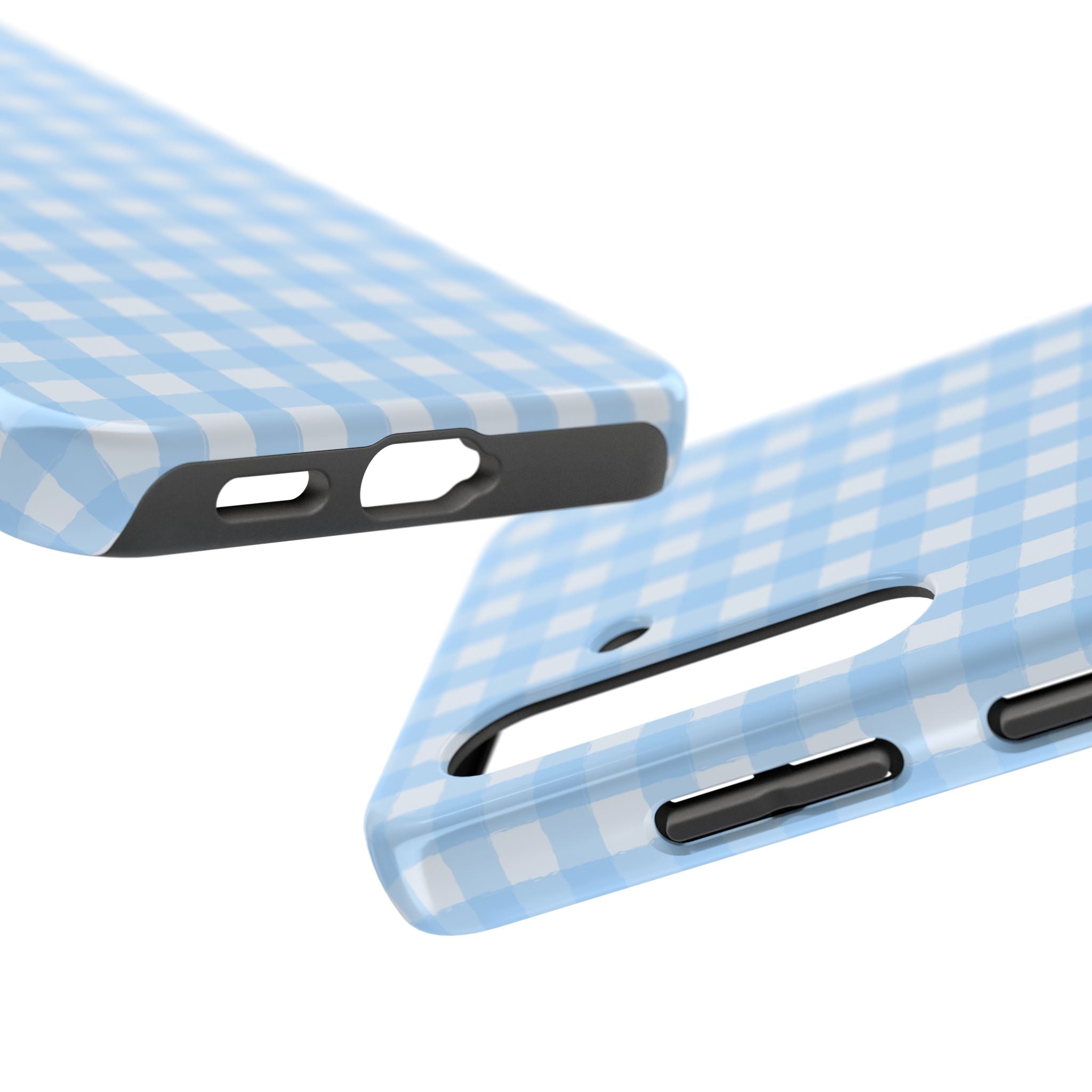 Blue Gingham Tough Samsung Case – Pastel Check Protective Phone Cover