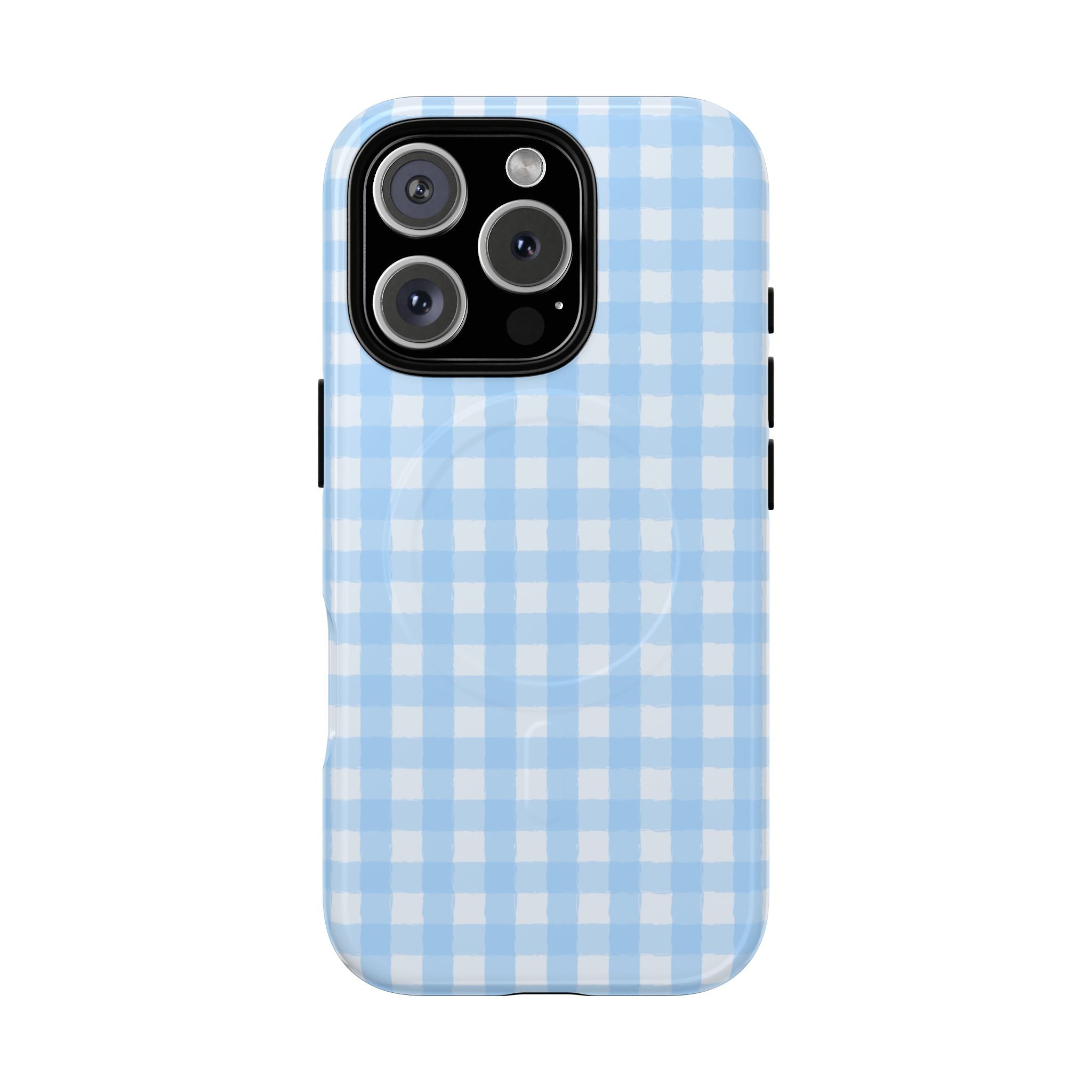 Blue Gingham iPhone Case – MagSafe Compatible