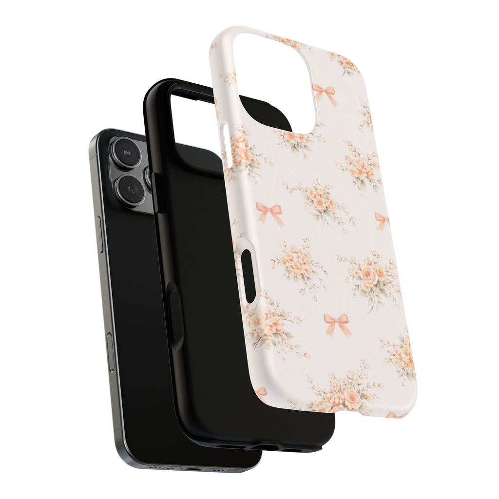 Peach Rose Bow iPhone Case – MagSafe Compatible