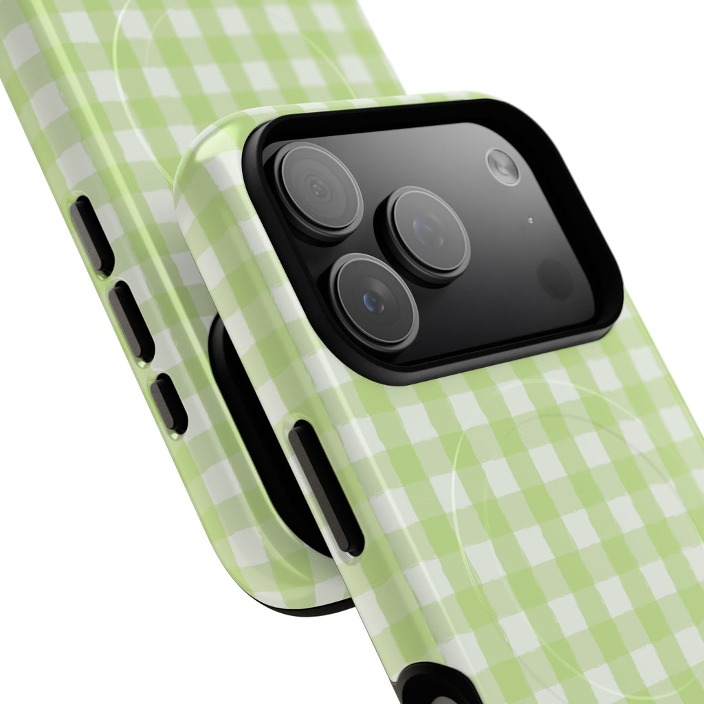 Green Gingham iPhone Case – MagSafe Compatible