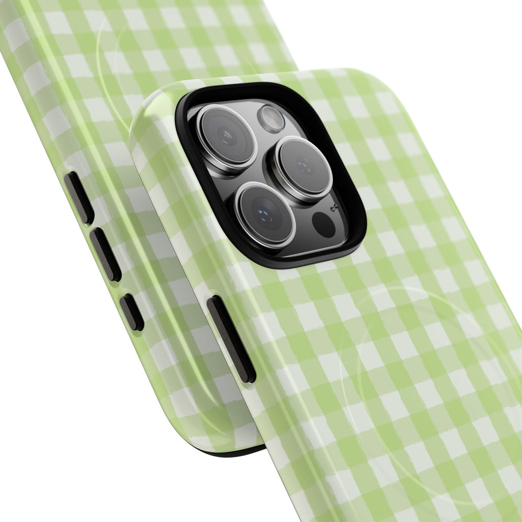 Green Gingham iPhone Case – MagSafe Compatible