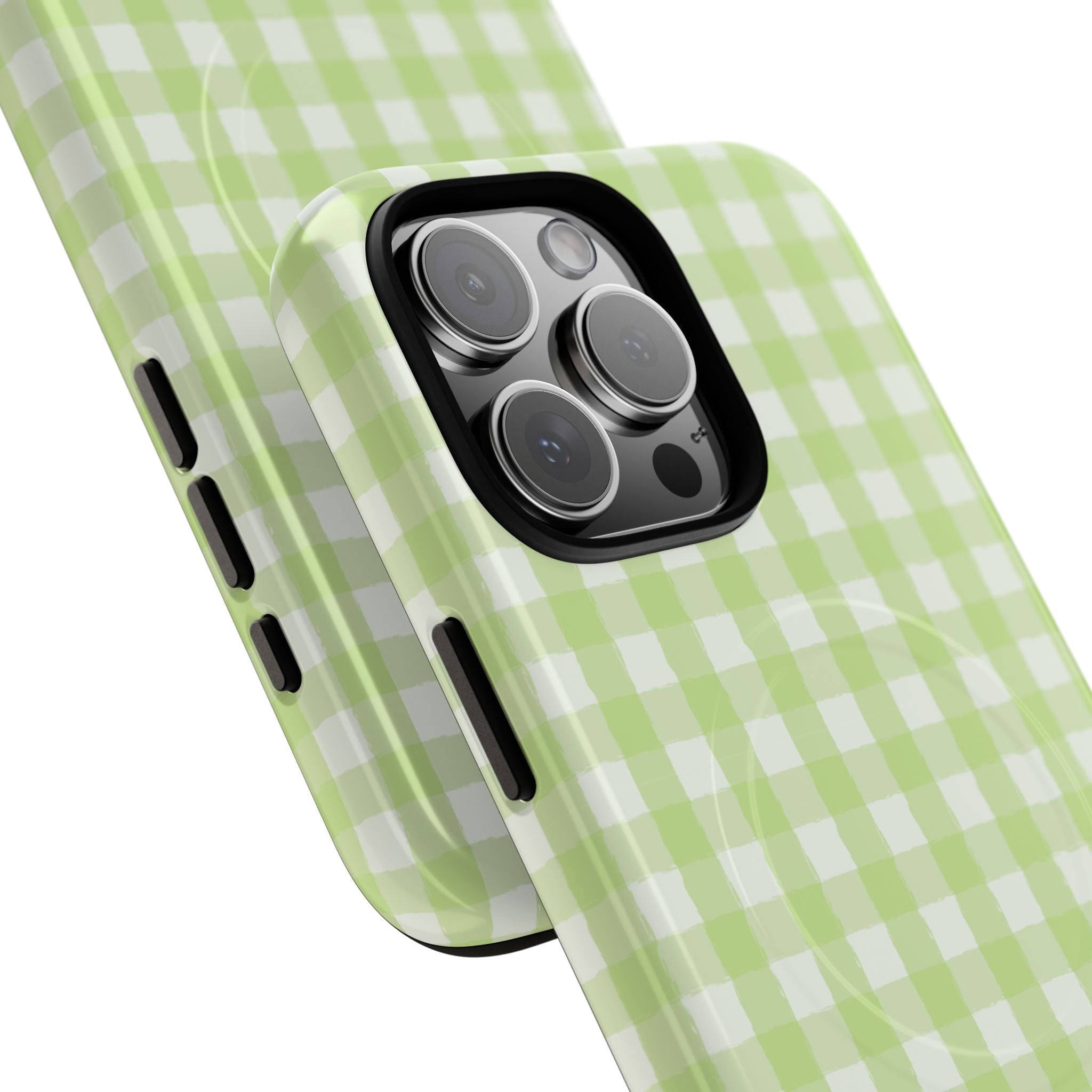 Green Gingham iPhone Case – MagSafe Compatible