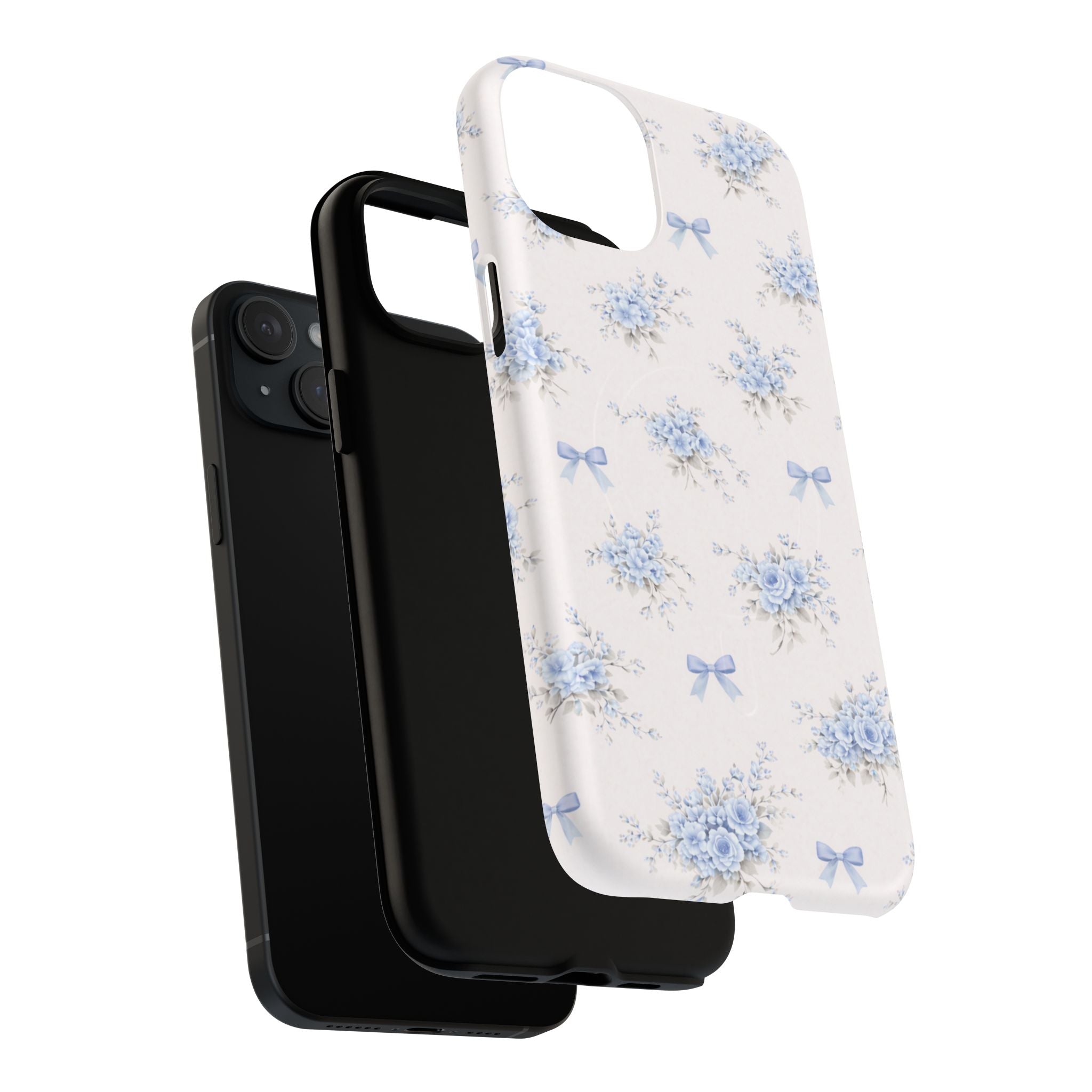 Blue Floral Bow iPhone Case – MagSafe Compatible
