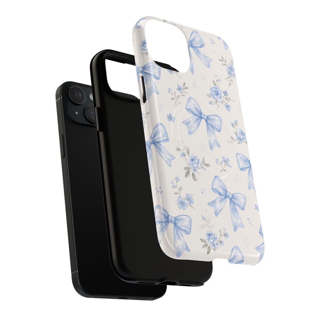 Floral Blue Bow iPhone Case – MagSafe Compatible