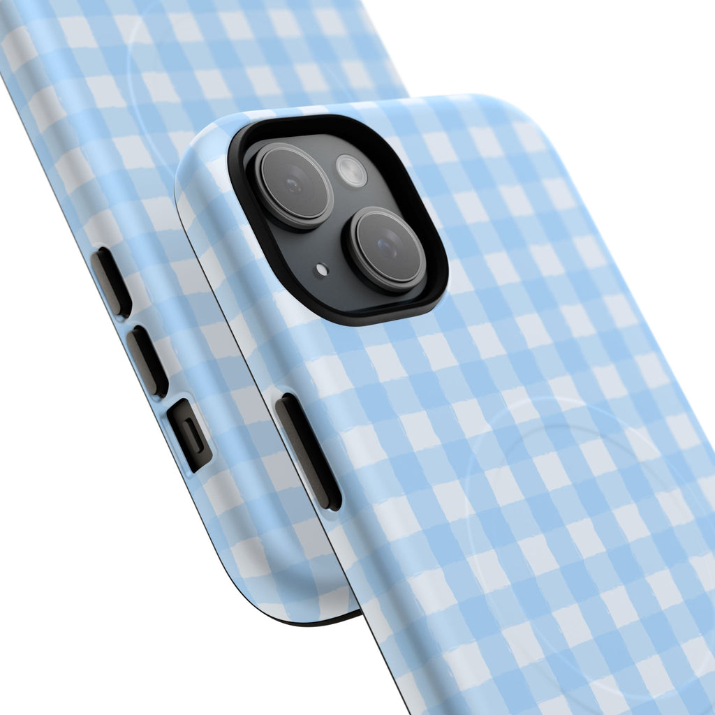 Blue Gingham iPhone Case – MagSafe Compatible