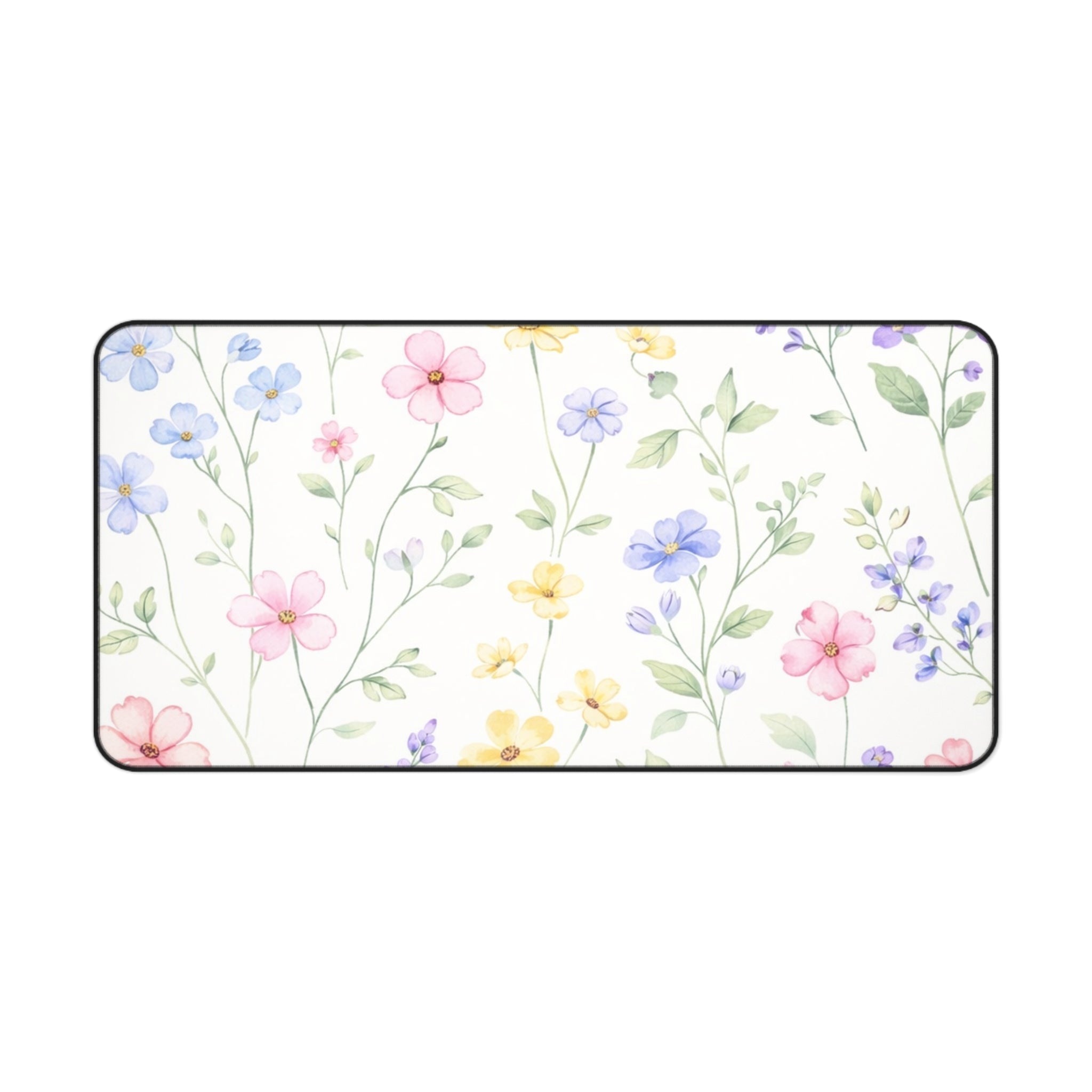 Watercolor Wildflowers Desk Mat | Pastel Floral Mouse Pad