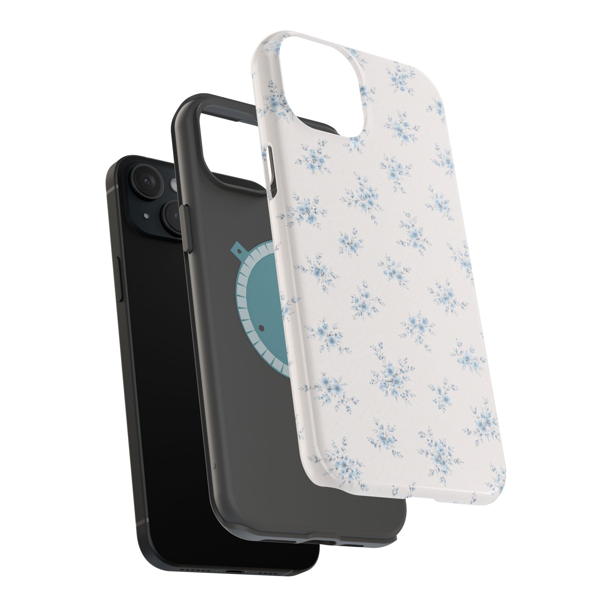 Blue Floral Pattern iPhone Case | Magnetic Impact-Resistant Case