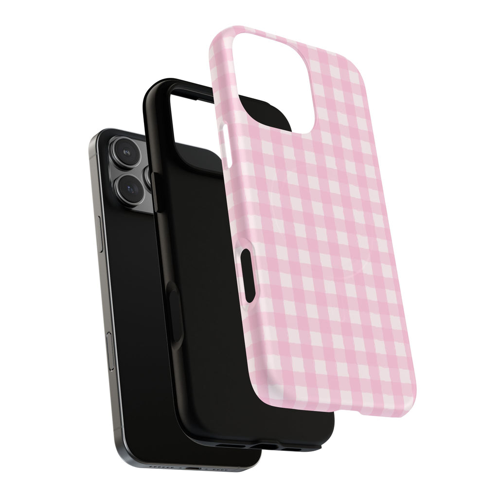 Pink Gingham iPhone Case – MagSafe Compatible