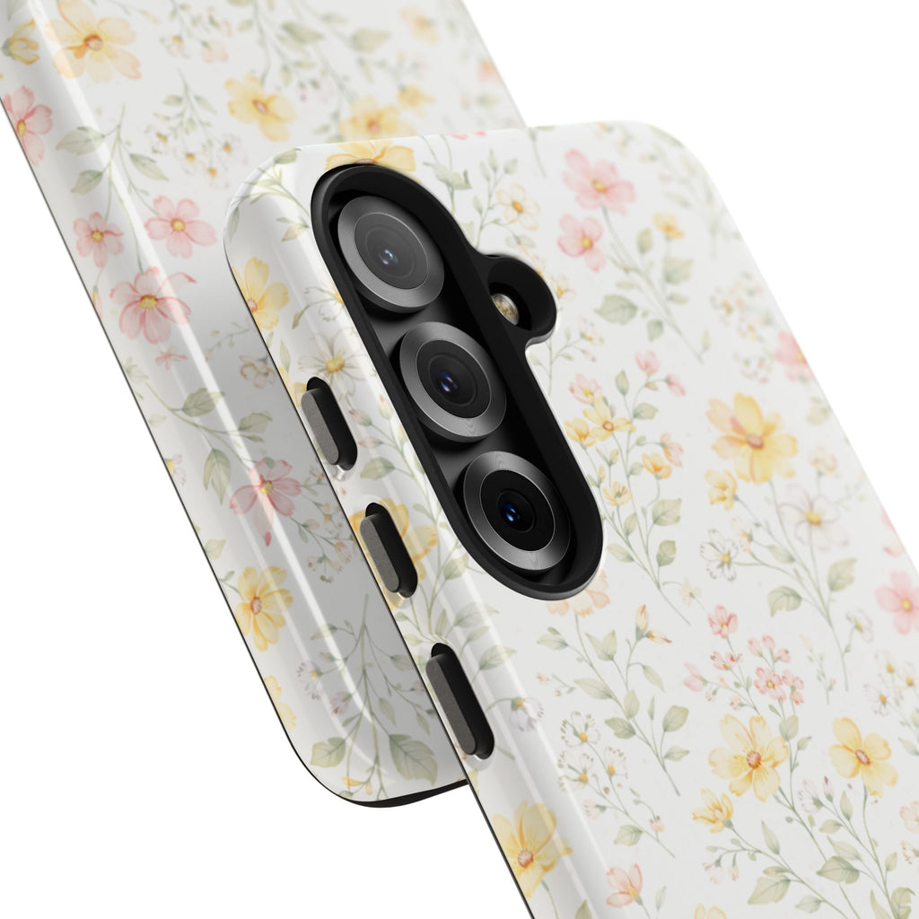 Pastel Floral Pattern Tough Phone Case, Vintage Dainty Flowers