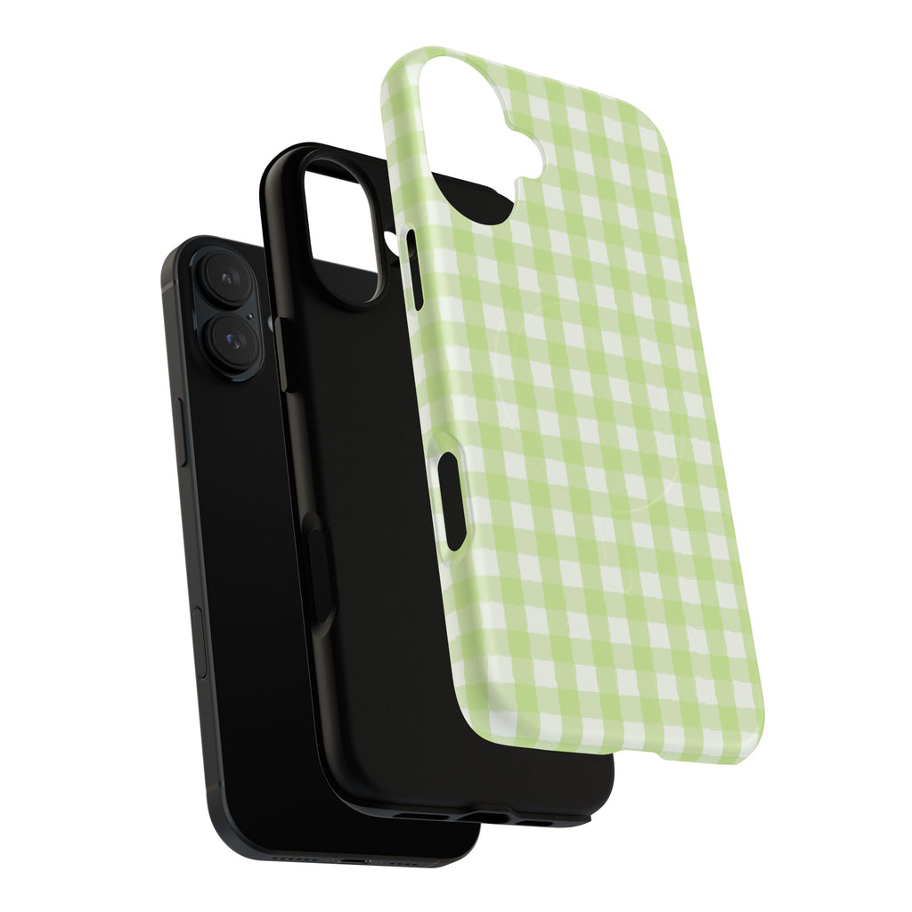 Green Gingham iPhone Case – MagSafe Compatible