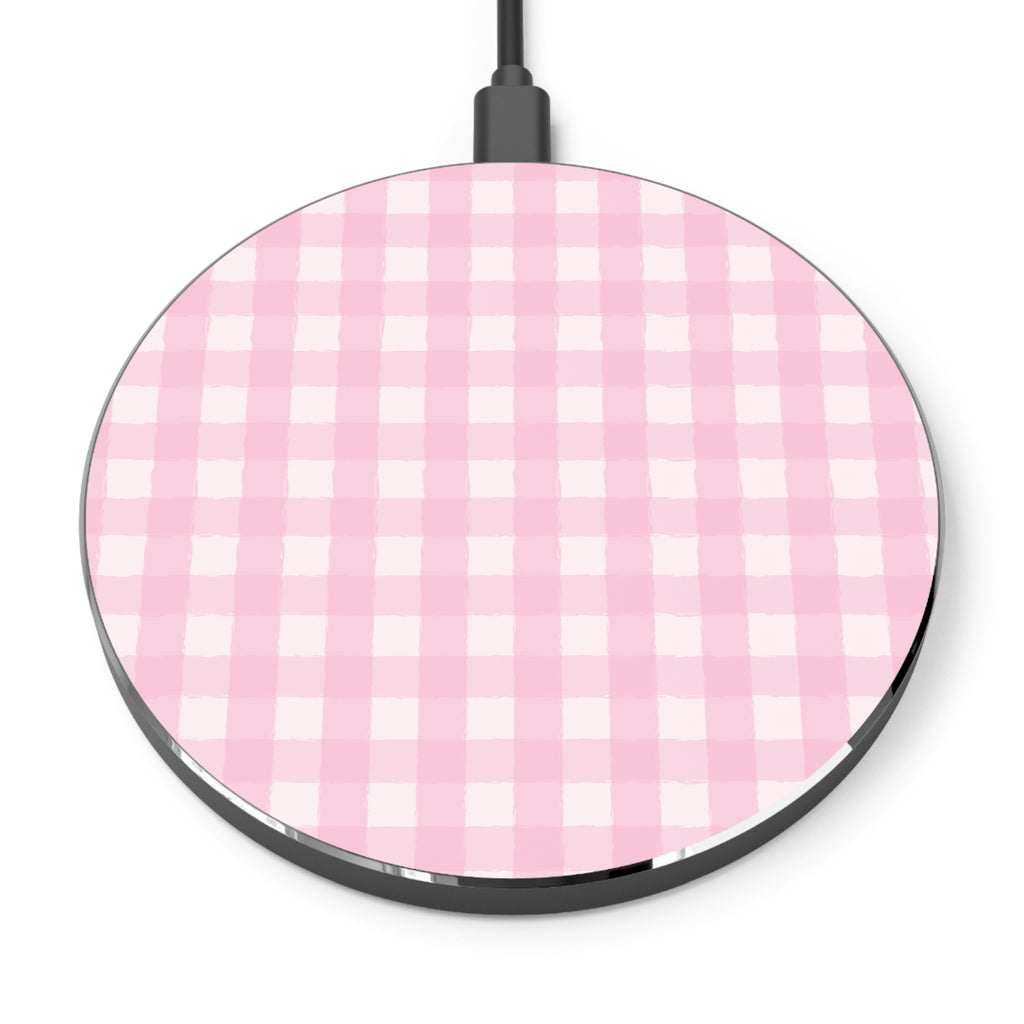 Pink Gingham Wireless Charger