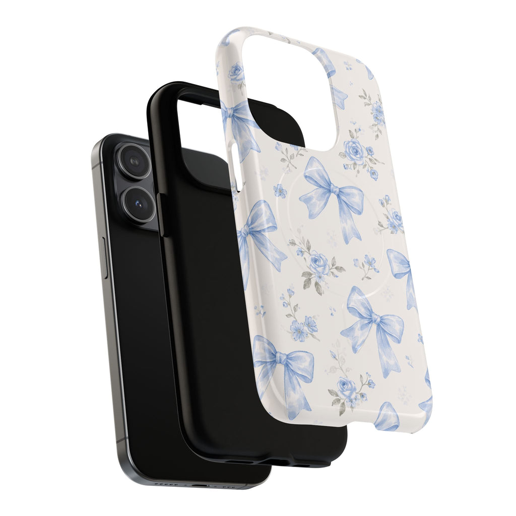 Floral Blue Bow iPhone Case – MagSafe Compatible
