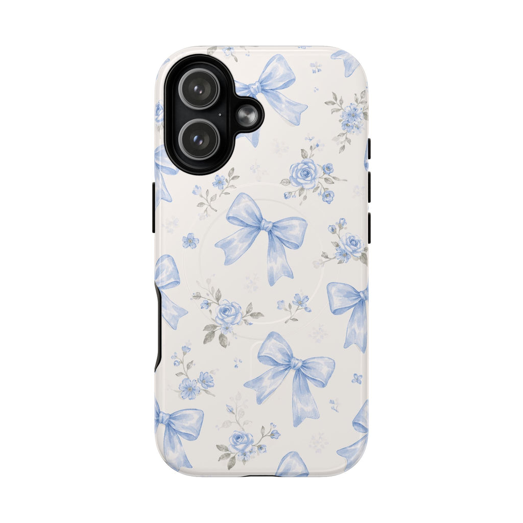 Floral Blue Bow iPhone Case – MagSafe Compatible