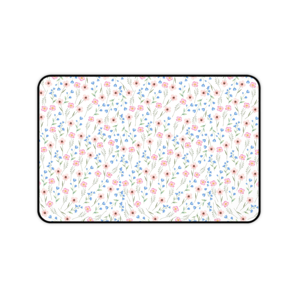 Floral Wildflower Desk Mat – Pastel Meadow Mousepad for Home Office & Study
