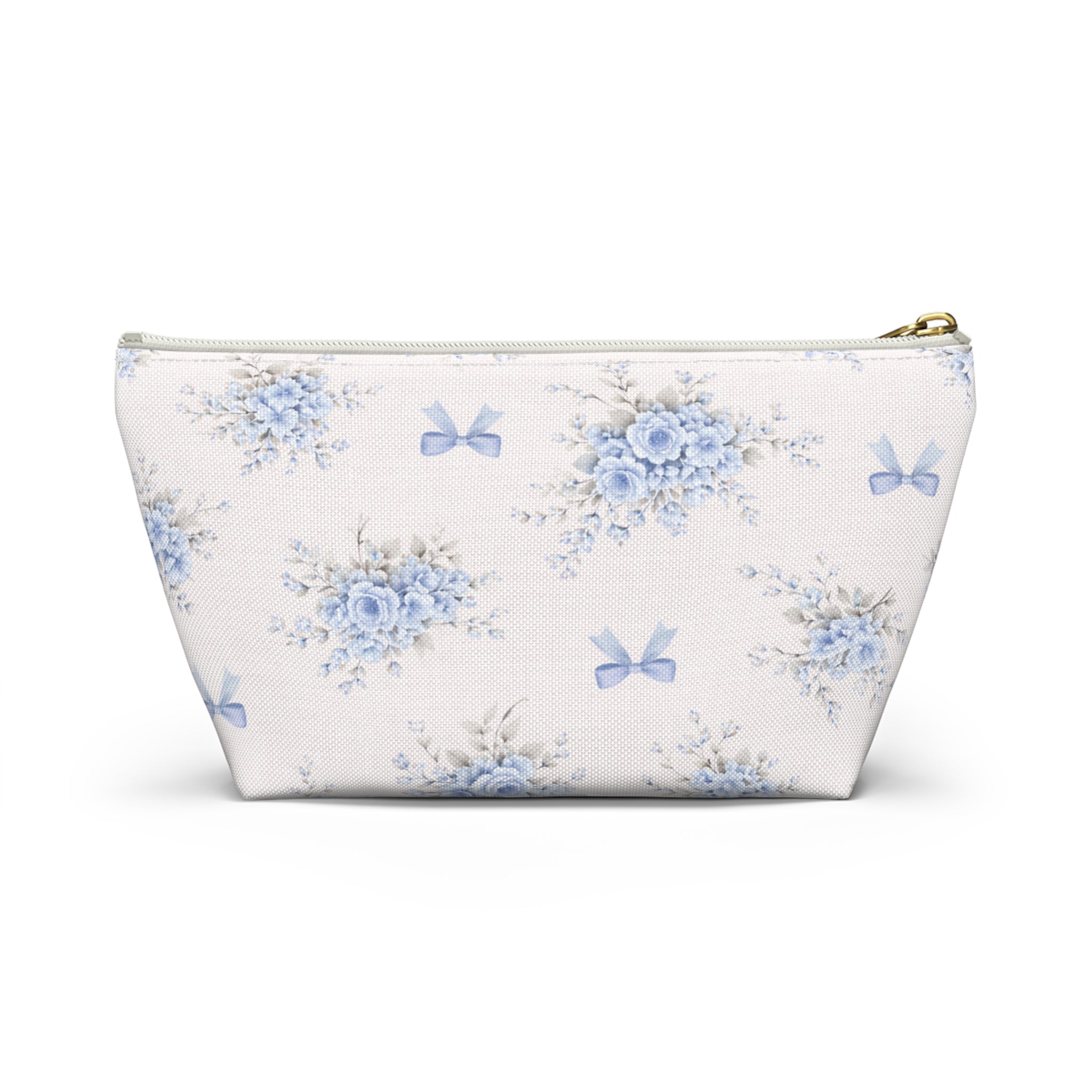 Blue Floral Bow Accessory Pouch