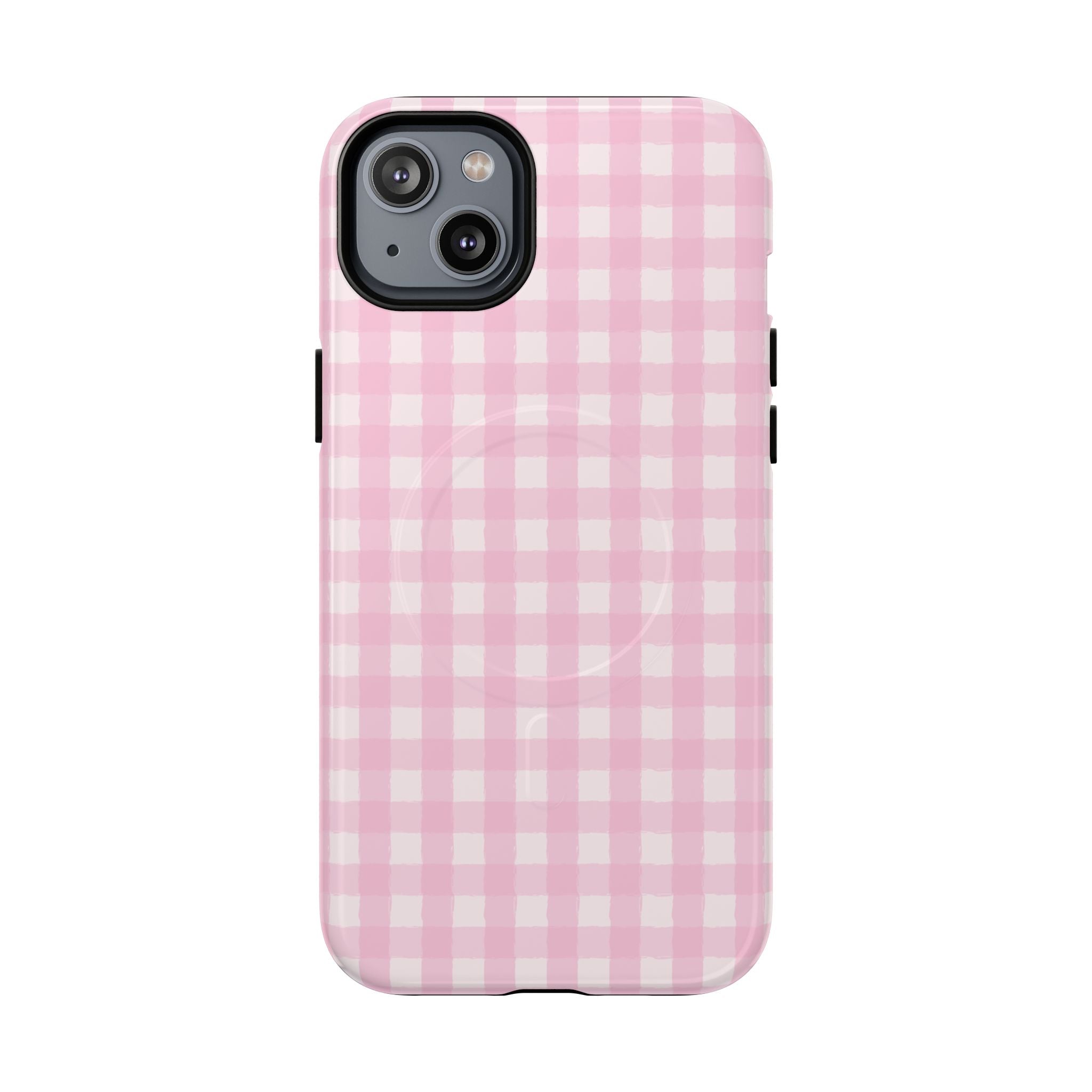 Pink Gingham iPhone Case – MagSafe Compatible