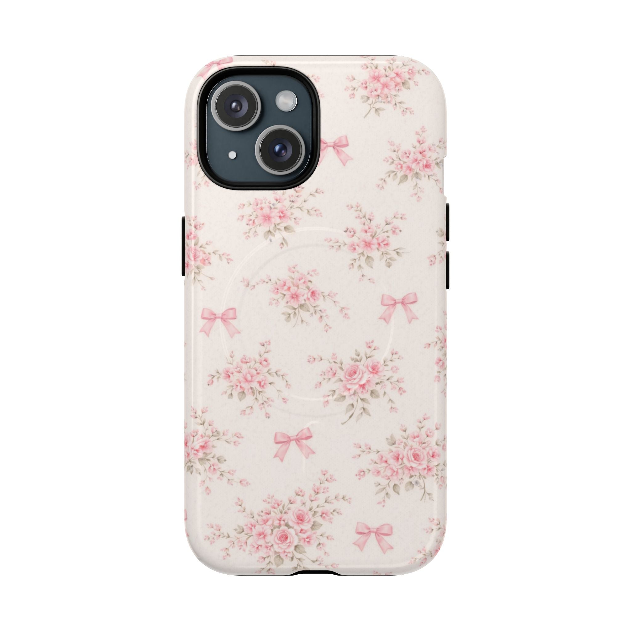 Floral Pink Bow iPhone Case – MagSafe Compatible