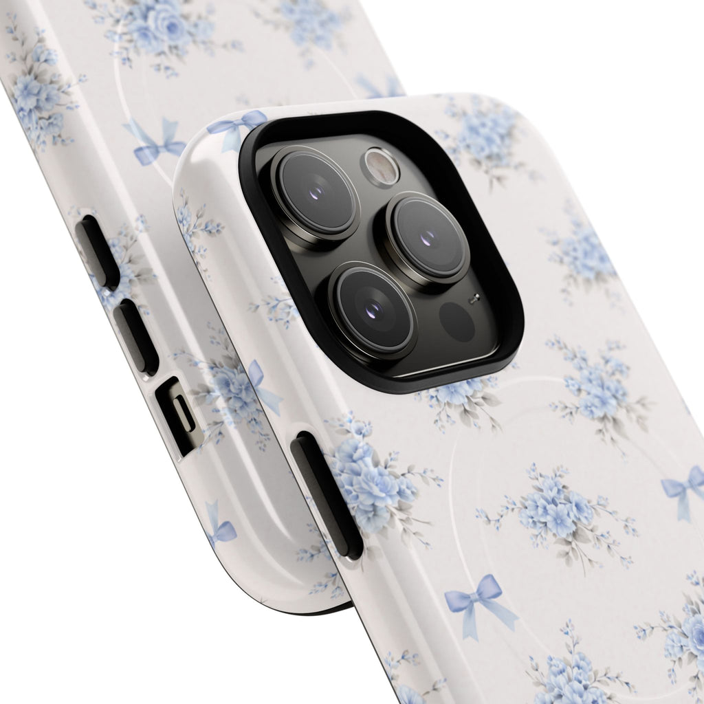 Blue Floral Bow iPhone Case – MagSafe Compatible