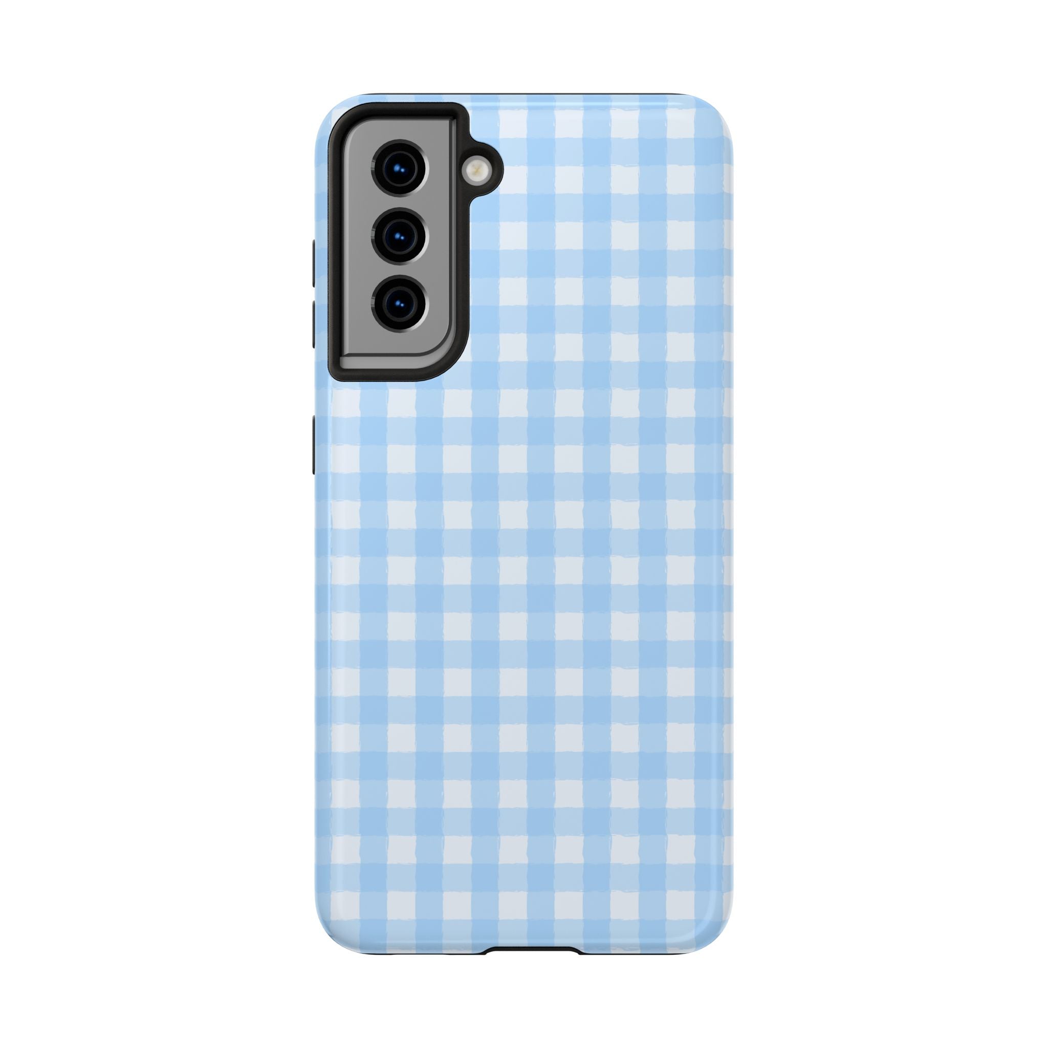 Blue Gingham Tough Samsung Case – Pastel Check Protective Phone Cover