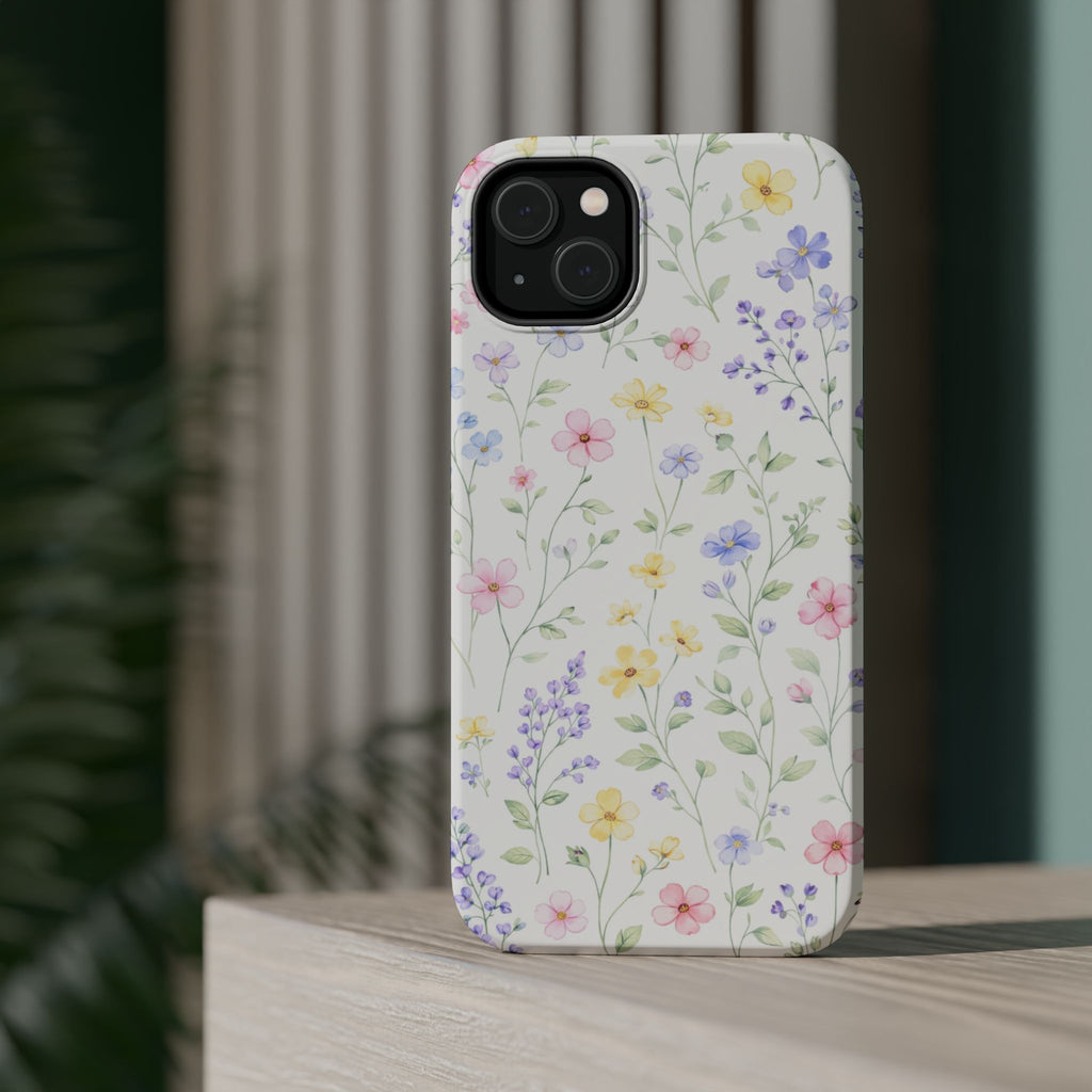 Pastel Wildflower Pattern iPhone Case | Magnetic Impact-Resistant Case
